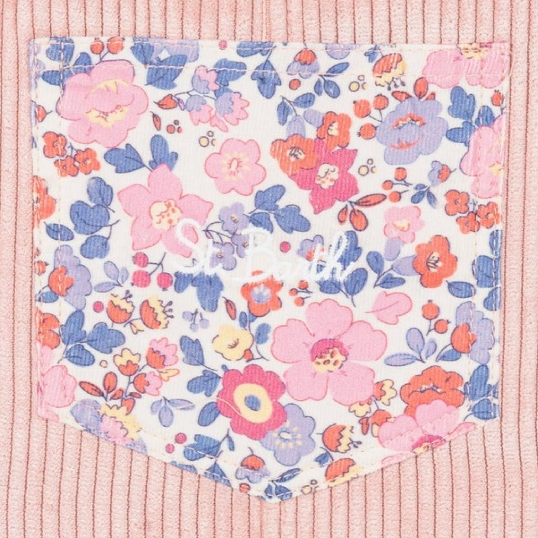 SAINT BARTH salopette tinta unita con taschino fantasia fiori Rosa per Bambina TEC0001 ROSA SAINT BARTH