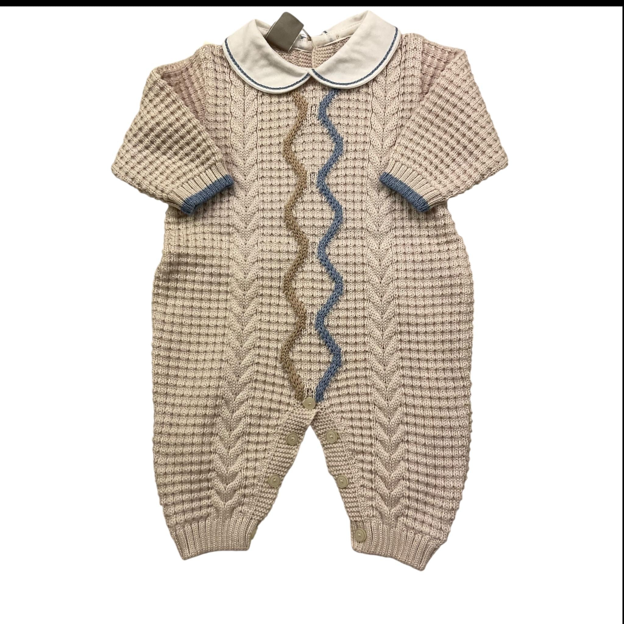 MARLU' tutina tinta unita in maglia con colletto Beige per Neonato IG6310 BEIGE MARLU'