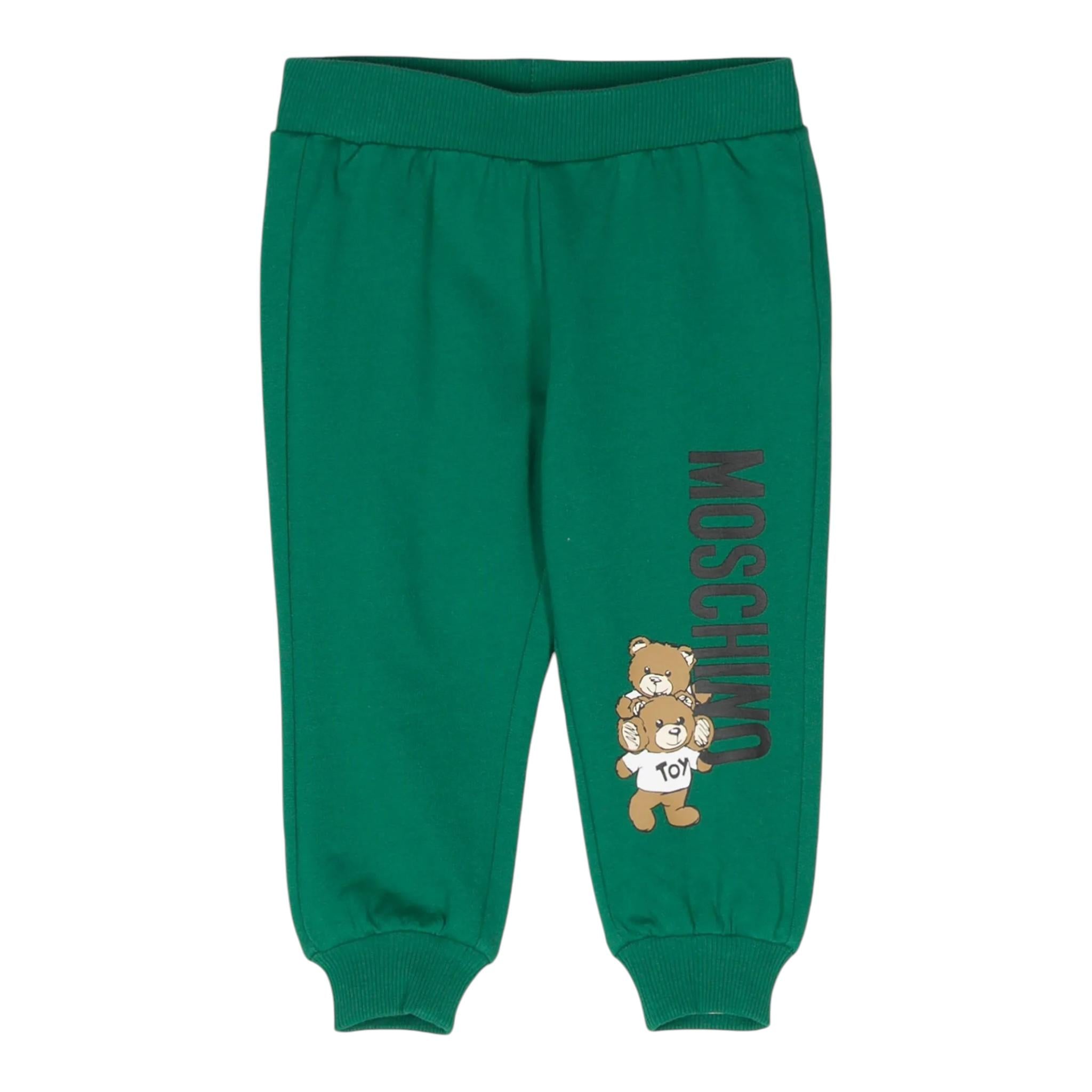MOSCHINO pantalone tuta tinta unita con logo Verde per Neonato PNTMO VERDE MOSCHINO