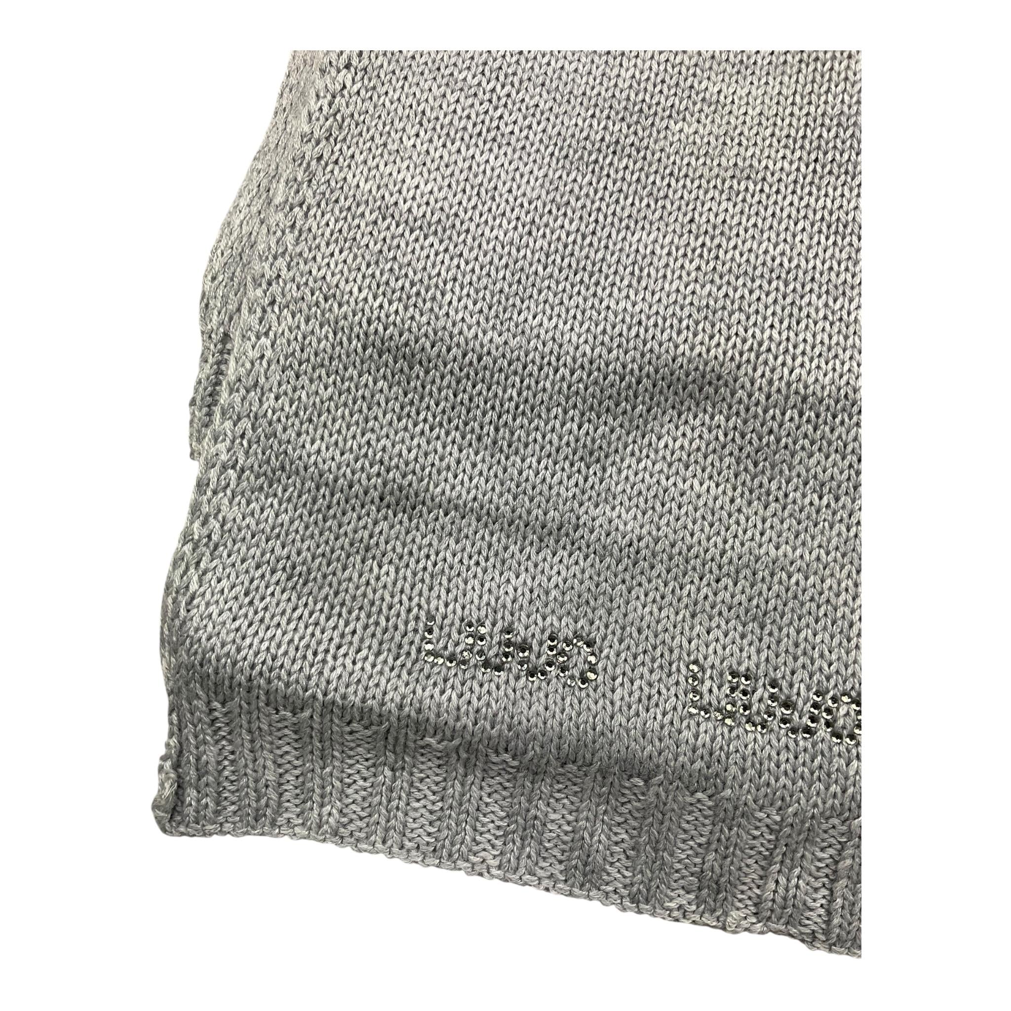LIU JO sciarpa tinta unita con logo brillantinat Grigio per Bambina G63080 GRIGIO LIU JO