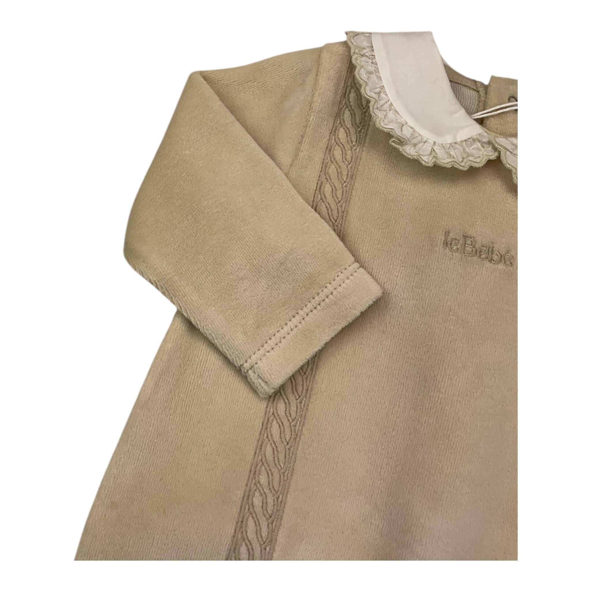 LE BEBE' tutina manica lunga tinta unita in ciniglia Beige per Neonato LBB5095 BEIGE LE BEBE'