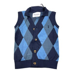 TRUSSARDI gilet tinta unita con fantasia a rombi Blu per Bambino TBA25129GL BLU TRUSSARDI