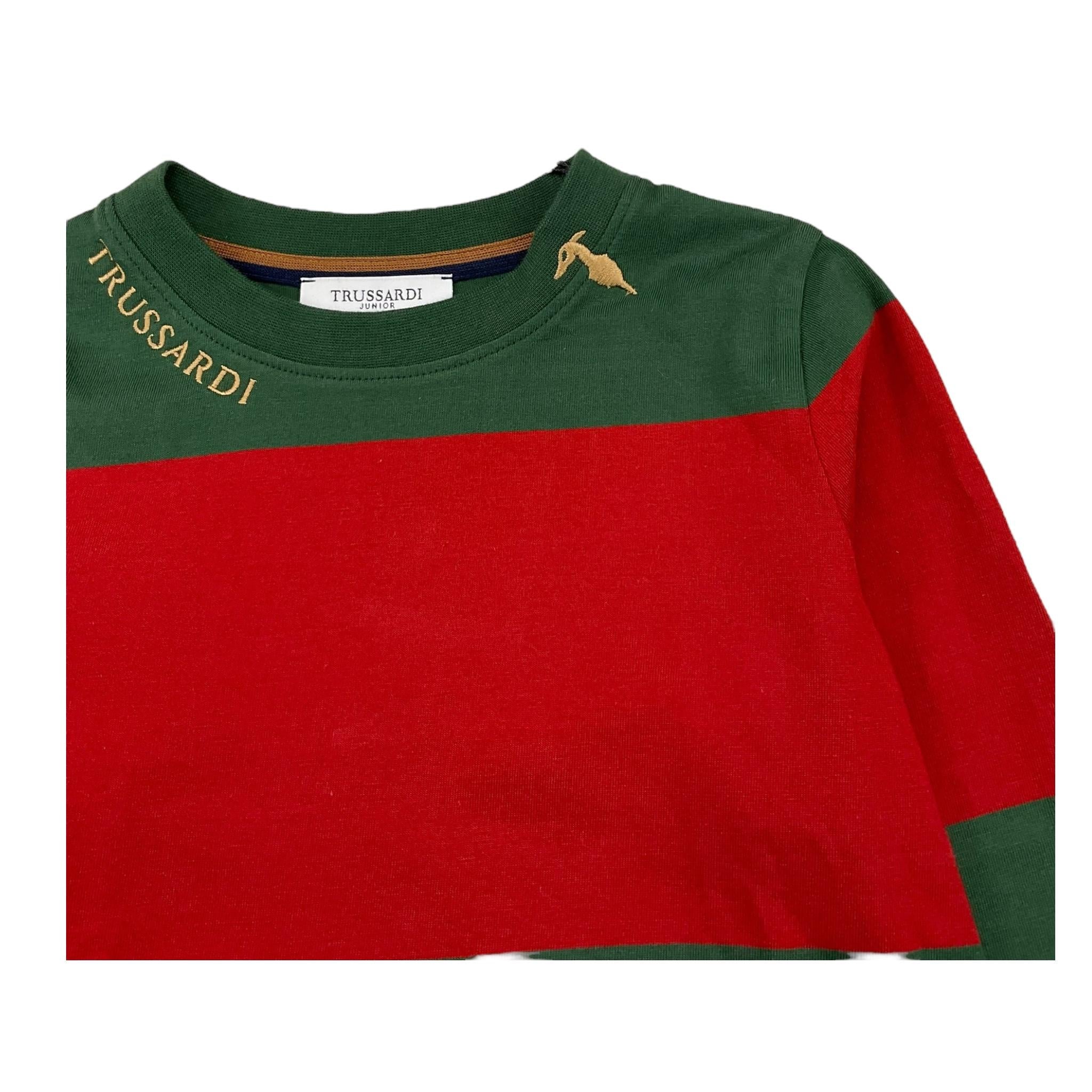 TRUSSARDI shirt girocollo bicolore Rosso/verde per Bambino TBA25064TS ROSSO/VRDE TRUSSARDI