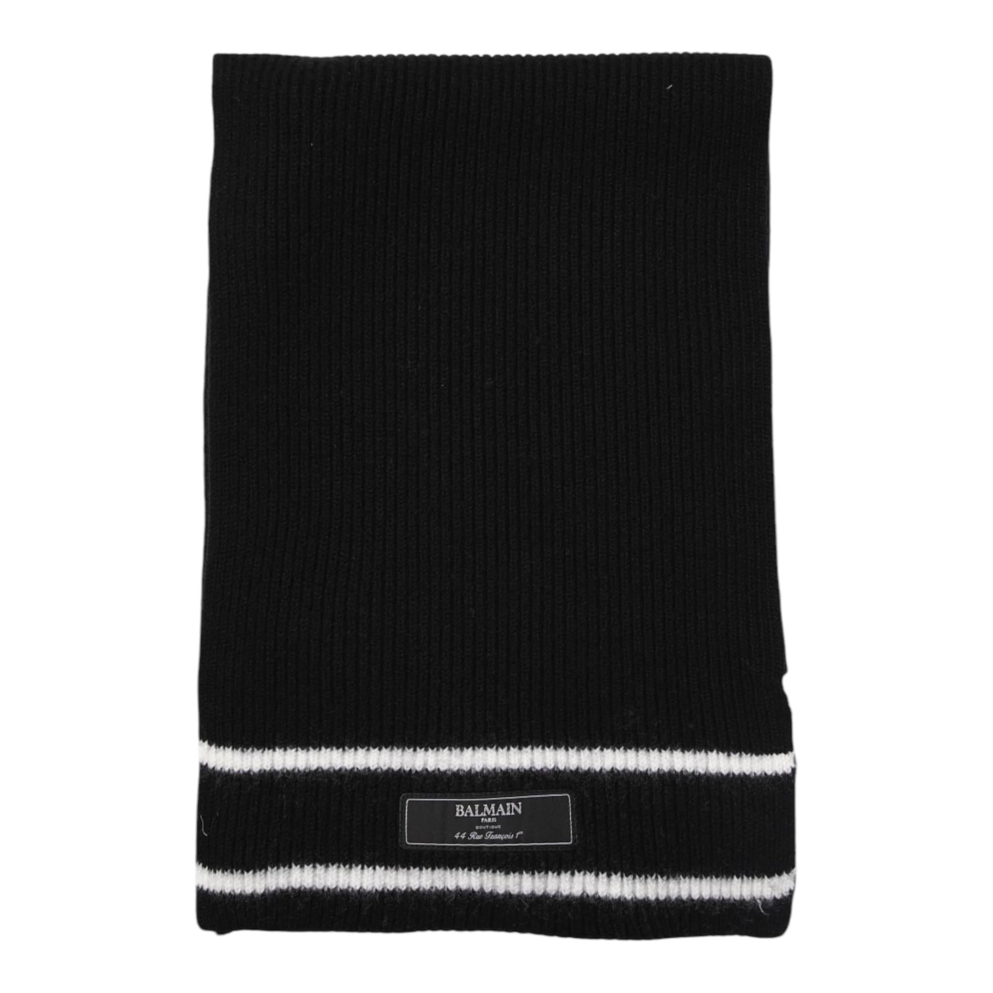 BALMAIN sciarpa tinta unita con stampa logo Nero per Bambino BV0P73 NERO BALMAIN