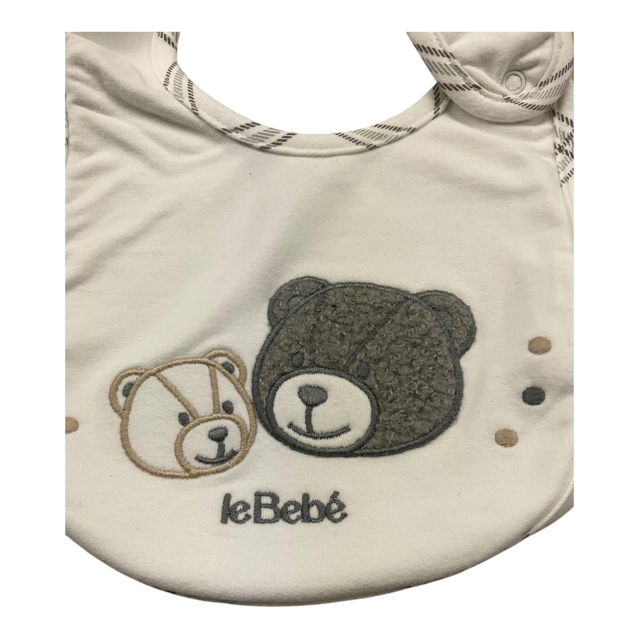 LE BEBE' bavetta tinta unita con orso Bianco per Neonato LBB5090 BIANCO LE BEBE'