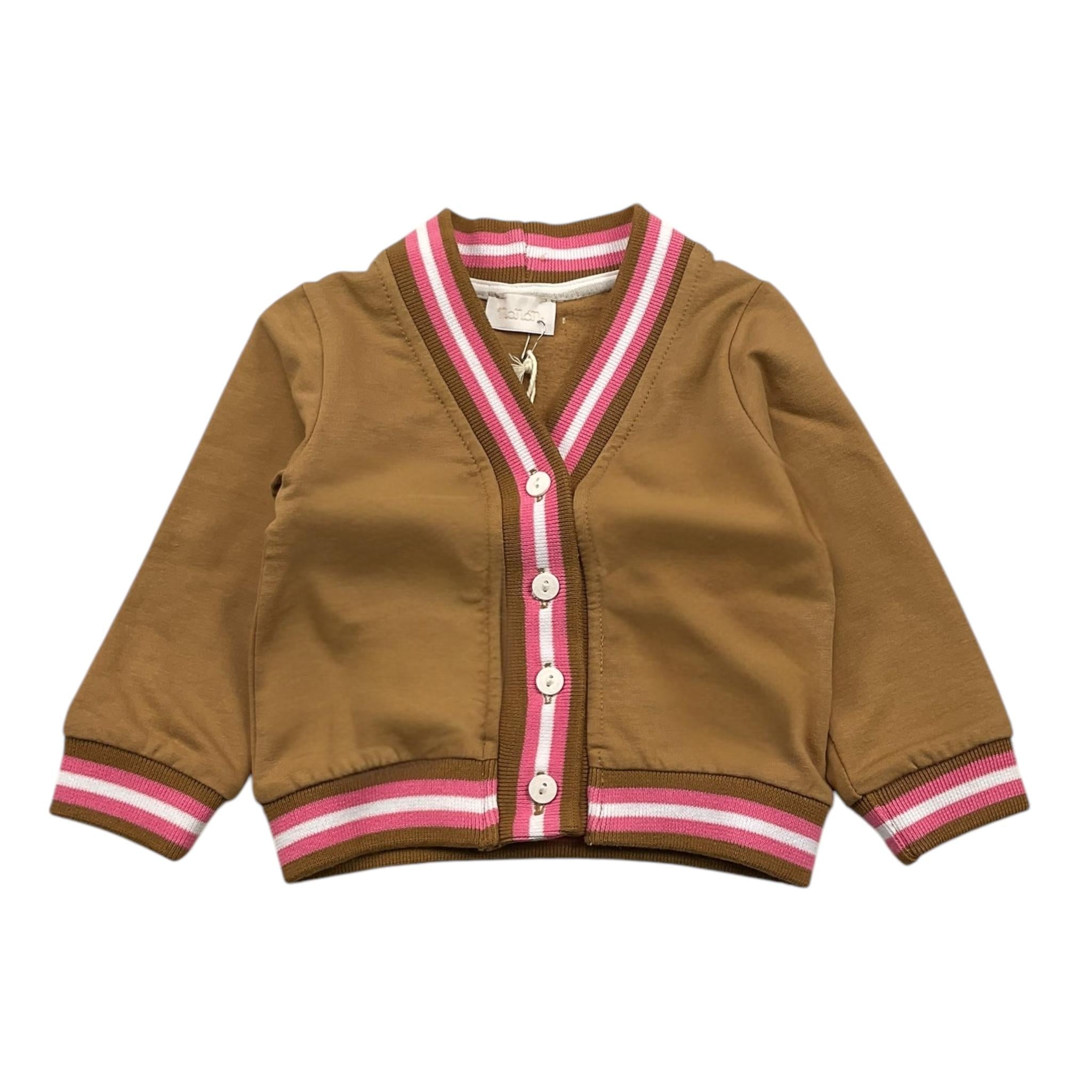 NANAN cardigan tinta unita con profili in contrasto Cammello per Neonata I24544 CAMMELLO NANAN