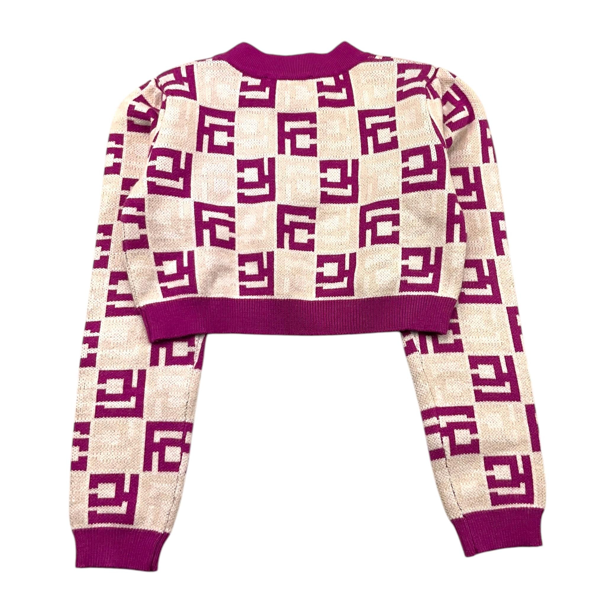 JANICE maglia girocollo bicolore con stampe Viola per Bambina JN573B VIOLA JANICE