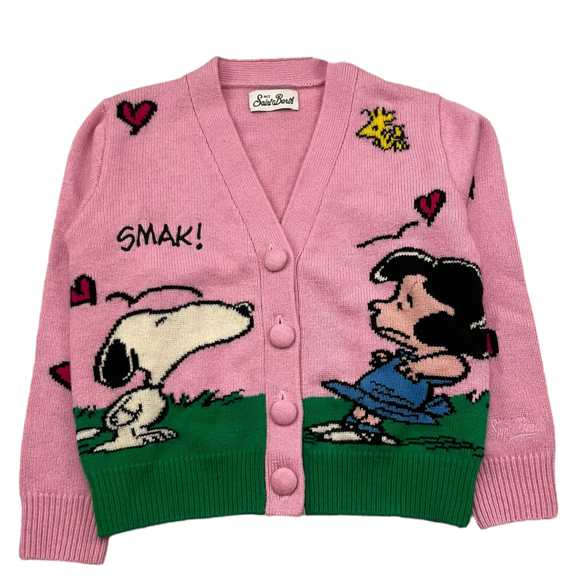 SAINT BARTH cardigan tinta unita con ricami snoopy Rosa per Bambina DIDY ROSA SAINT BARTH
