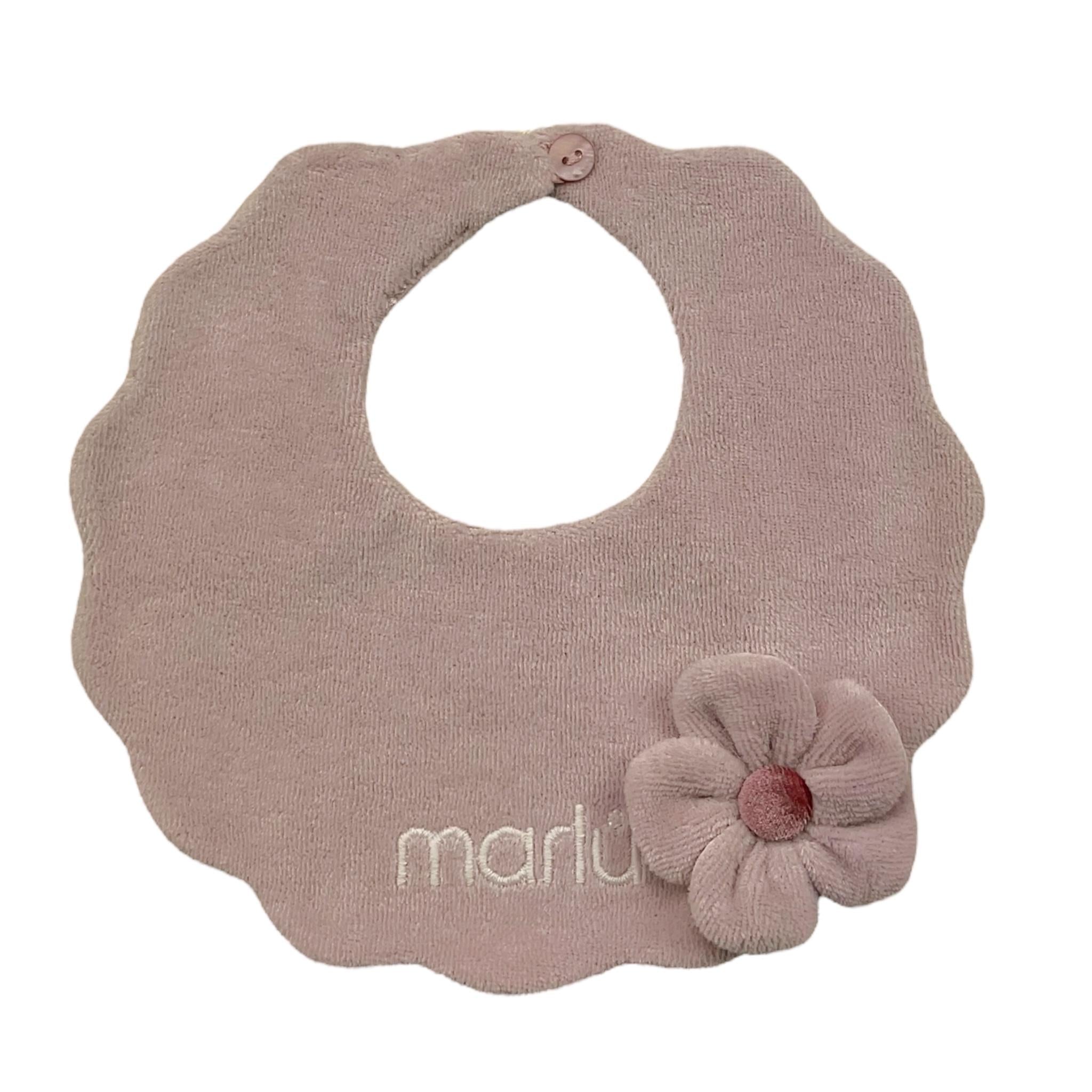 MARLU' bavetta tinta unita con applicazione Rosa per Neonata IB10BAV ROSA MARLU'