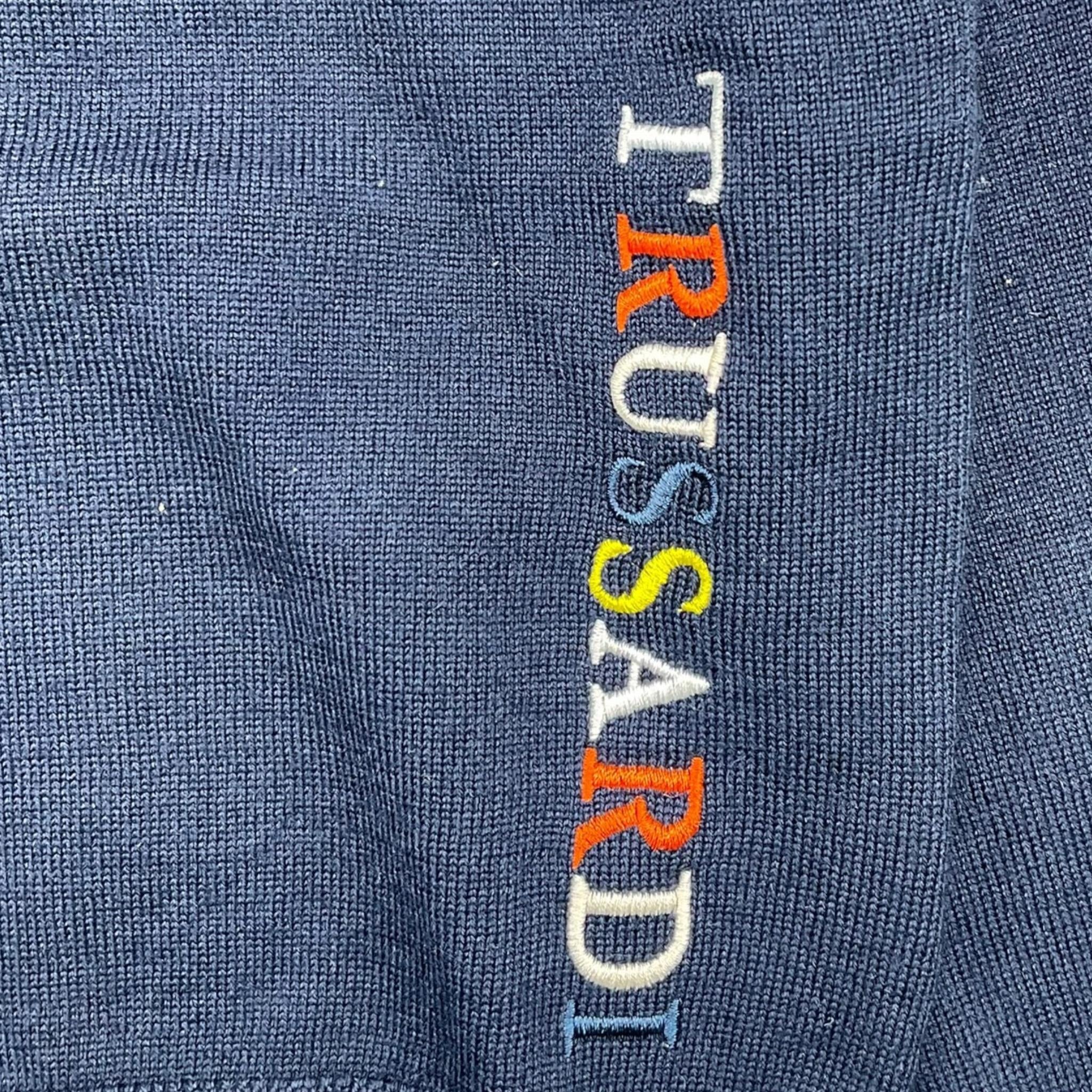 TRUSSARDI maglia tinta unita girocollo con stampa Blu per Neonato TIA24149MA BLU TRUSSARDI