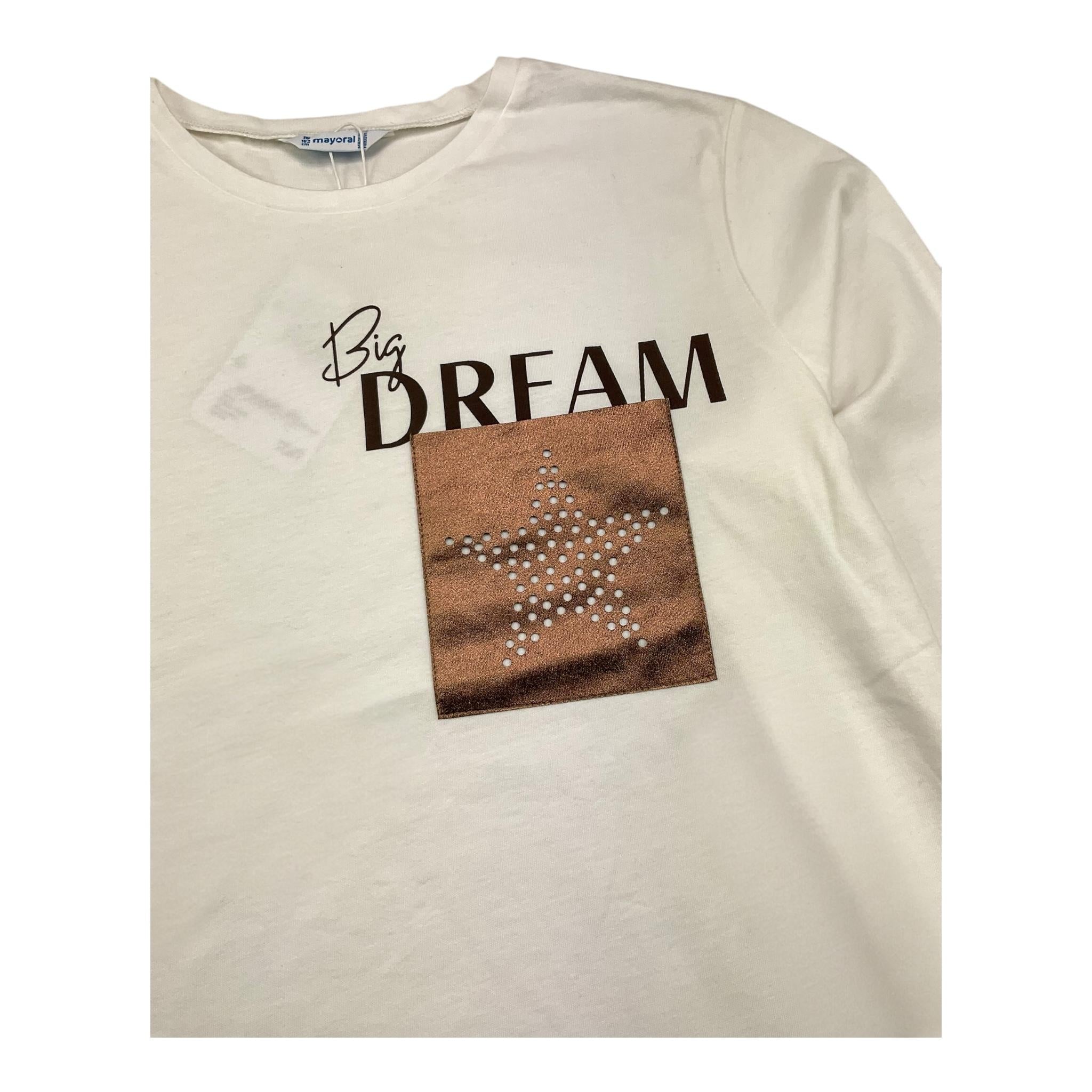 MAYORAL shirt girocollo tinta unita con stampa e taschino in contrasto Panna per Bambina 701736 PANNA MAYORAL