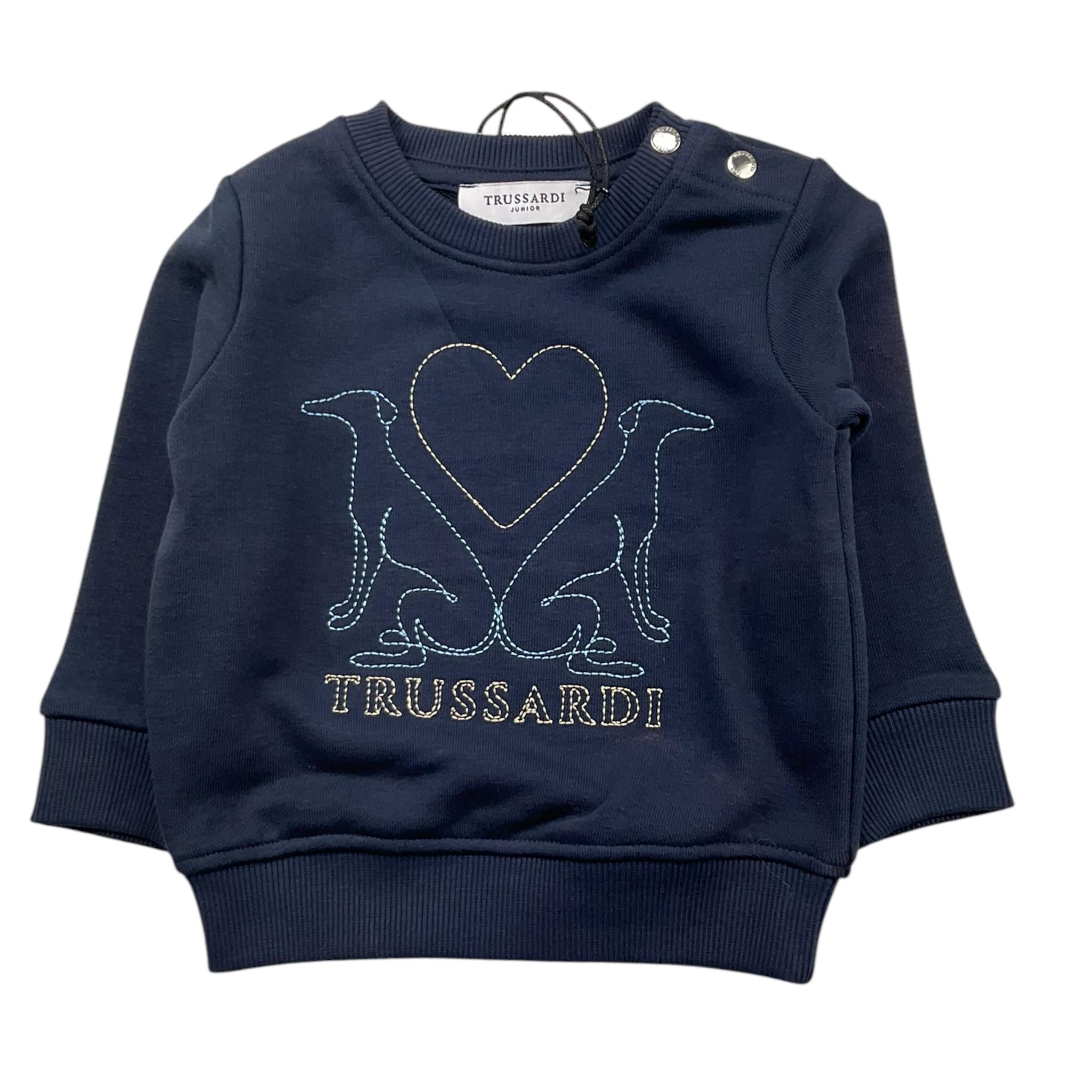TRUSSARDI felpa girocollo tinta unita con stampa Blu per Neonata TIA25156FE BLU TRUSSARDI