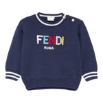 FENDI maglia tinta unita con stampa Blu per Neonato BUG177 BLU FENDI