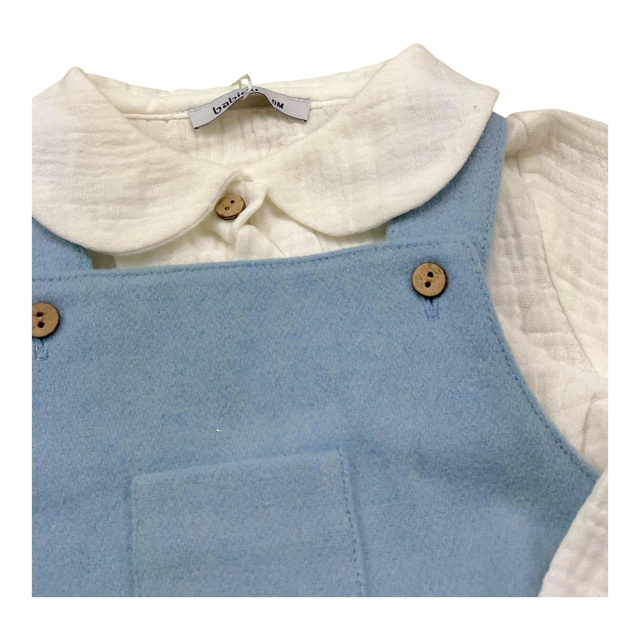 BABIDU complato 2pz camicia-salopette bicolore Bianco/azzurro per Neonata 41770 BIANCO/AZZURRO BABIDU