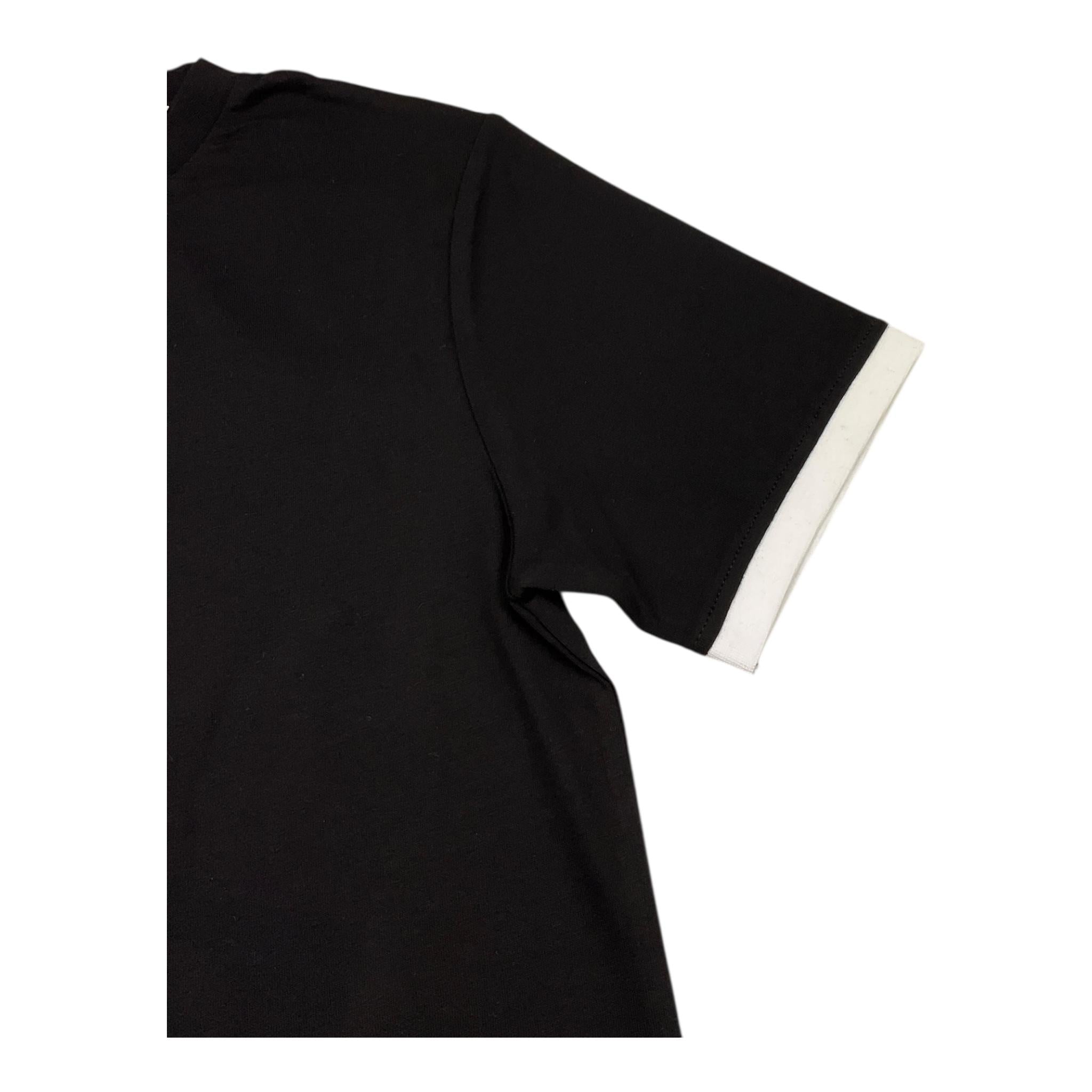 DKNY t-shirt girocollo tinta unita cn profili in contrasto Nero per Bambino D60197 NER DKNY