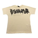 DISCLAIMER t-shirt girocollo tinta unita con stampa in contrasto Panna per Bambino 24IDK58245X PANNA DISCLAIMER