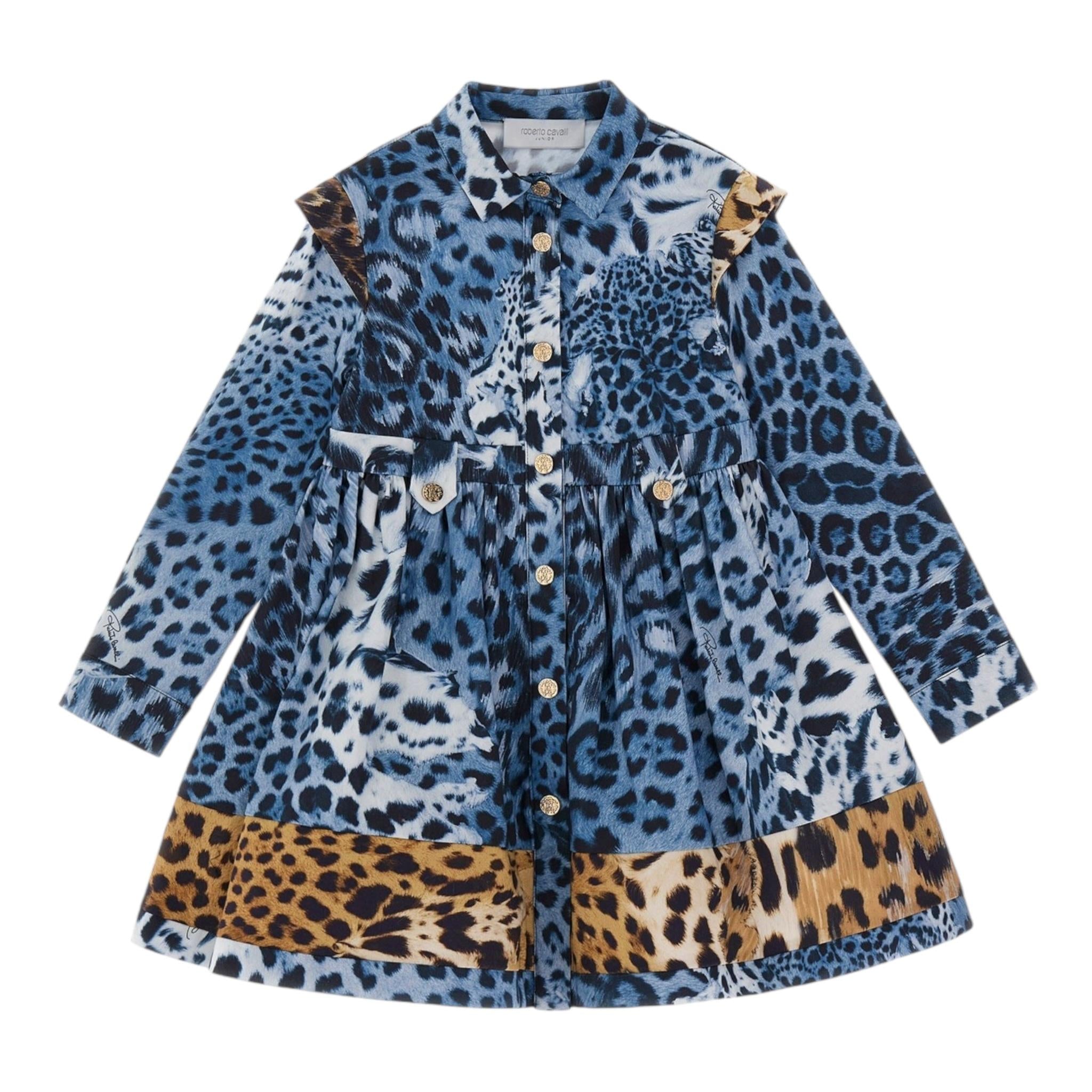 ROBERTO CAVALLI abito manica lunga fantasia maculata Azzurro per Bambina TJT10P AZZURRO ROBERTO CAVALLI