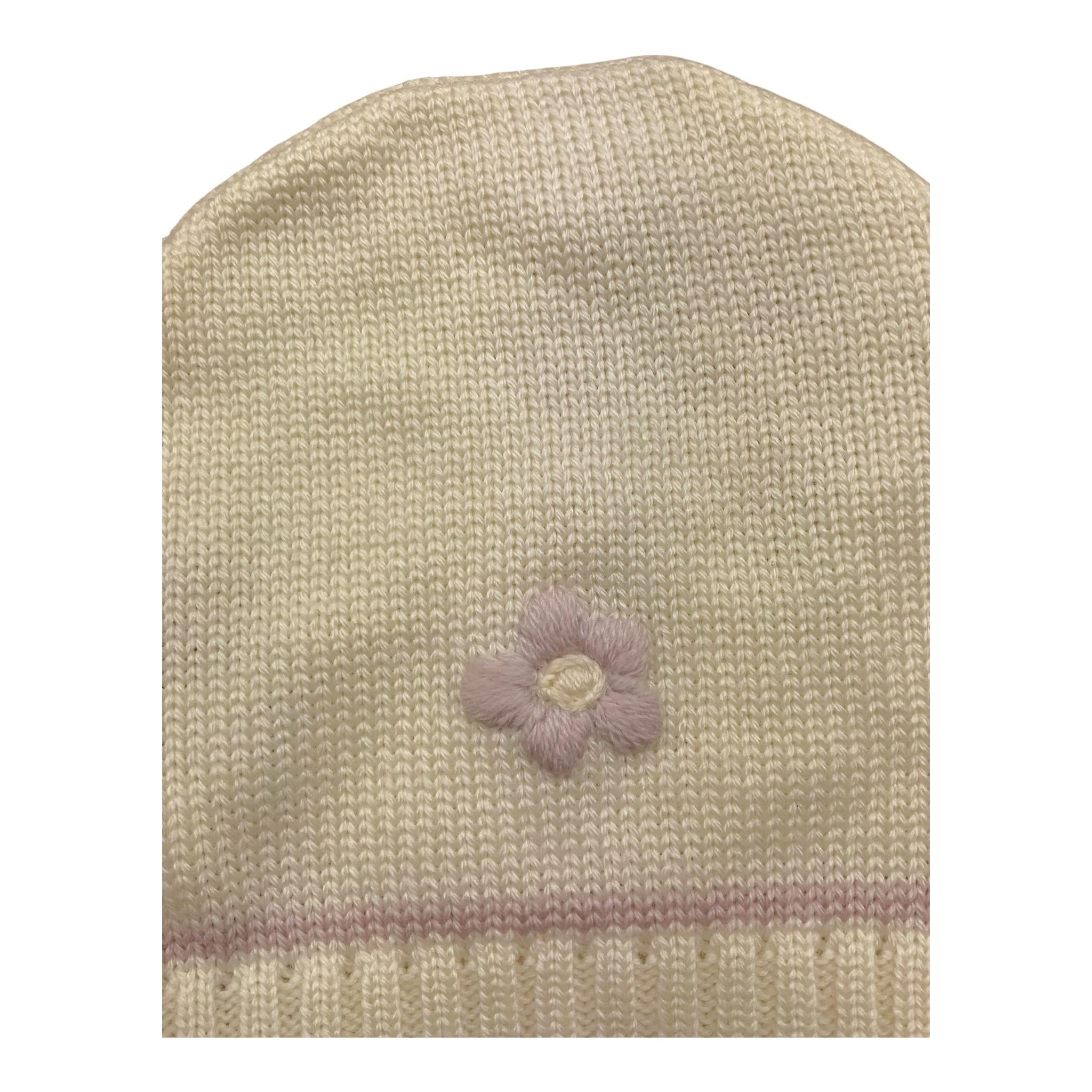 LA STUPENDERIA cappello tinta unita con ricami Panna per Neonata WBCP52 PANNA LA STUPENDERIA