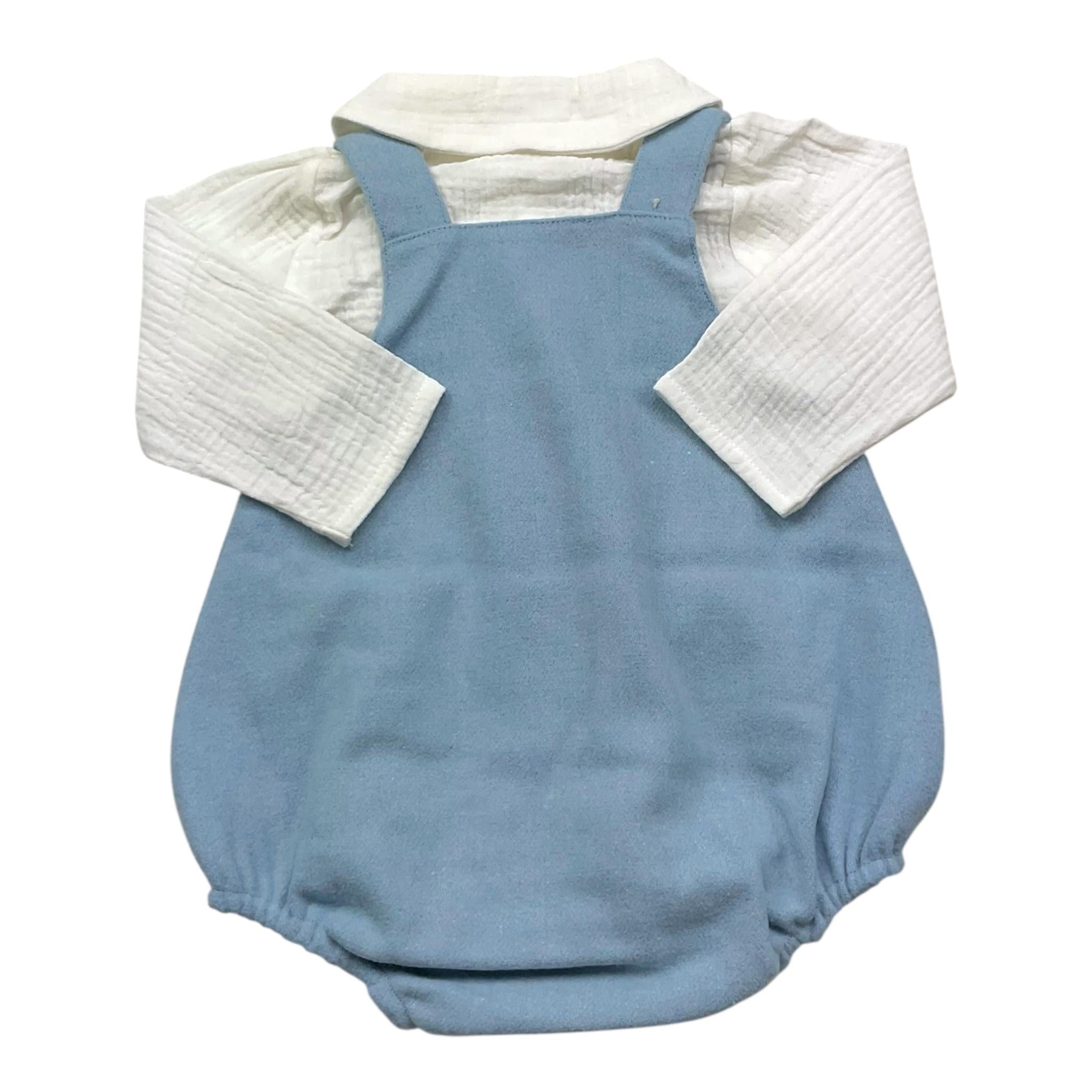 BABIDU complato 2pz camicia-salopette bicolore Bianco/azzurro per Neonata 41770 BIANCO/AZZURRO BABIDU