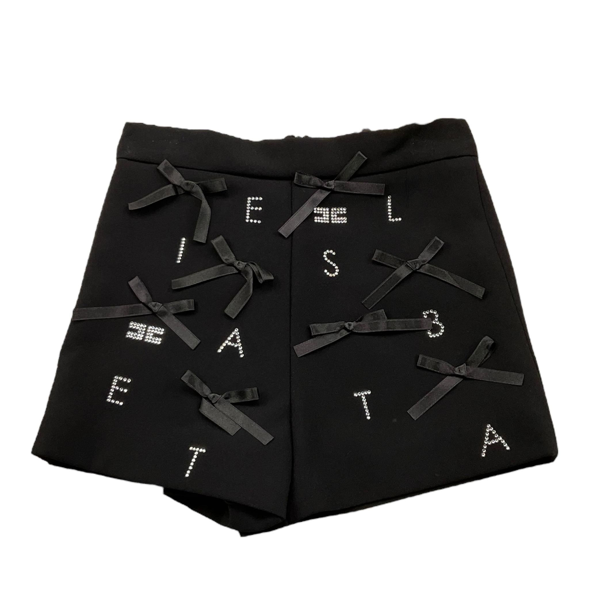ELISABETTA FRANCHI short tinta unita cn fiocchi Nero per Bambina EFBE057 NERO ELISABETTA FRANCHI