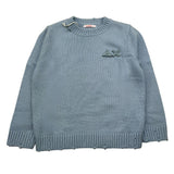 SUN68 maglia girocollo tinta unita con ricamo logo Azzurro per Bambino K44322 AZZURRO SUN68