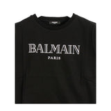 BALMAIN t-shirt girocollo tinta unita con logo Nero per Bambino BV8R51 NERO BALMAIN