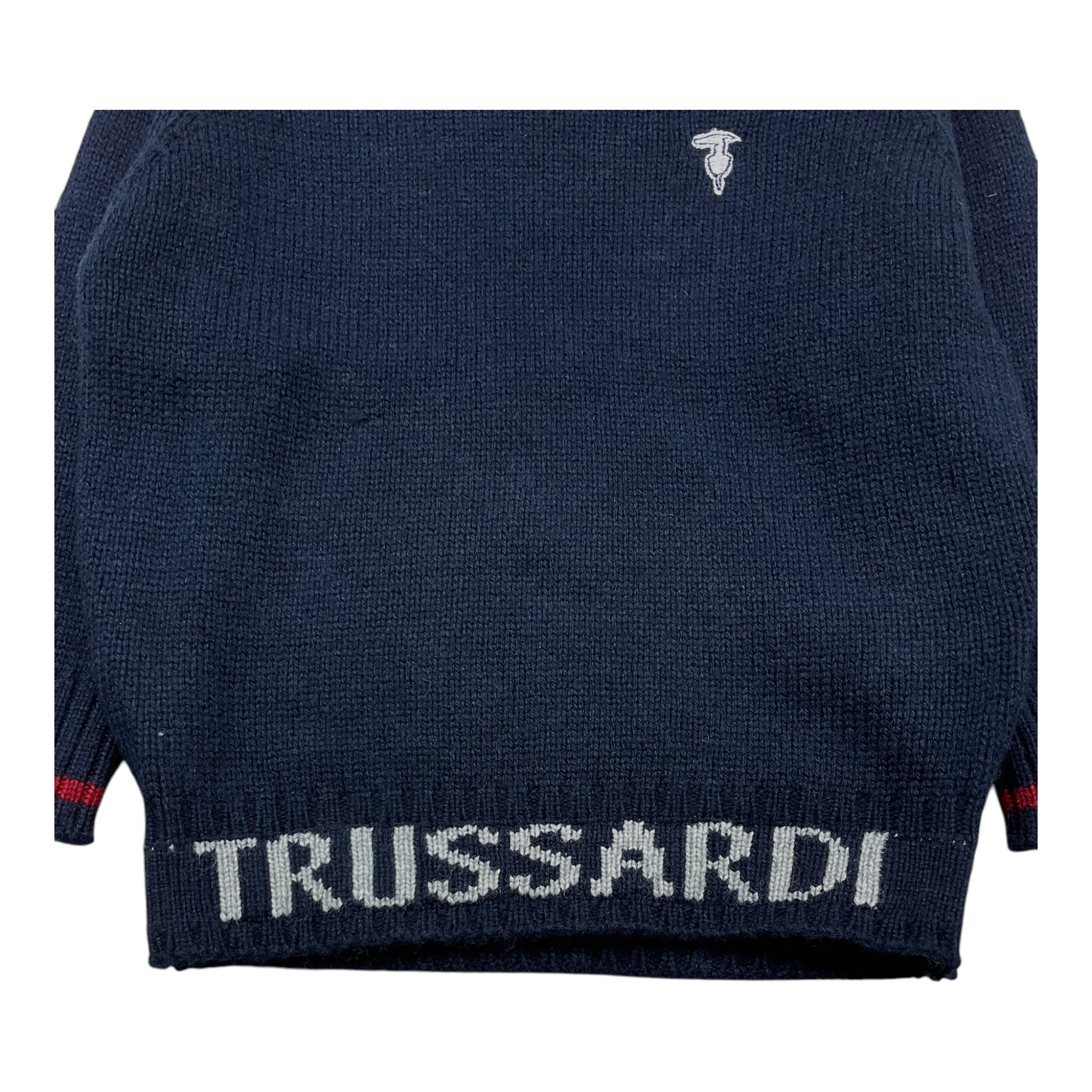TRUSSARDI maglia girocollo tinta unita con stampa logo Blu per Neonato TIA25051MA BLU TRUSSARDI