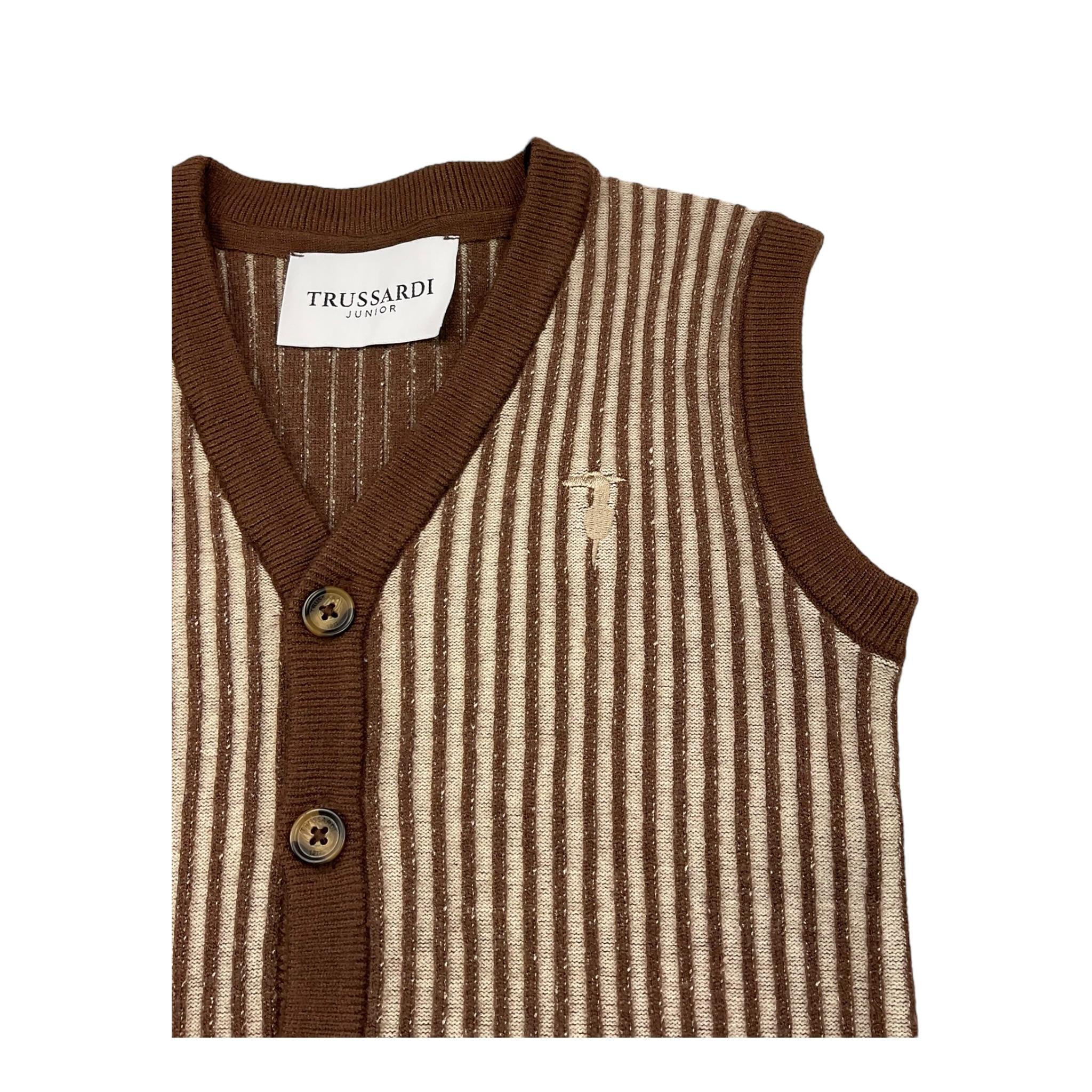 TRUSSARDI gilet tinta unita Marrone per Bambino TBA25041GL MARRONE TRUSSARDI