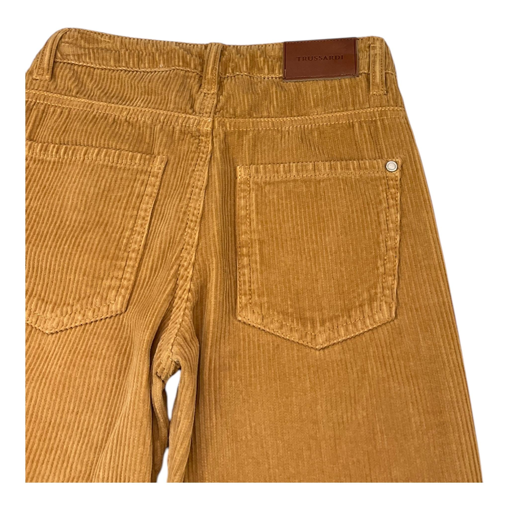 TRUSSARDI pantalone in camoscio tinta unita con girovita regolabile Senape per Bambino TBA25025PA SENAPE TRUSSARDI
