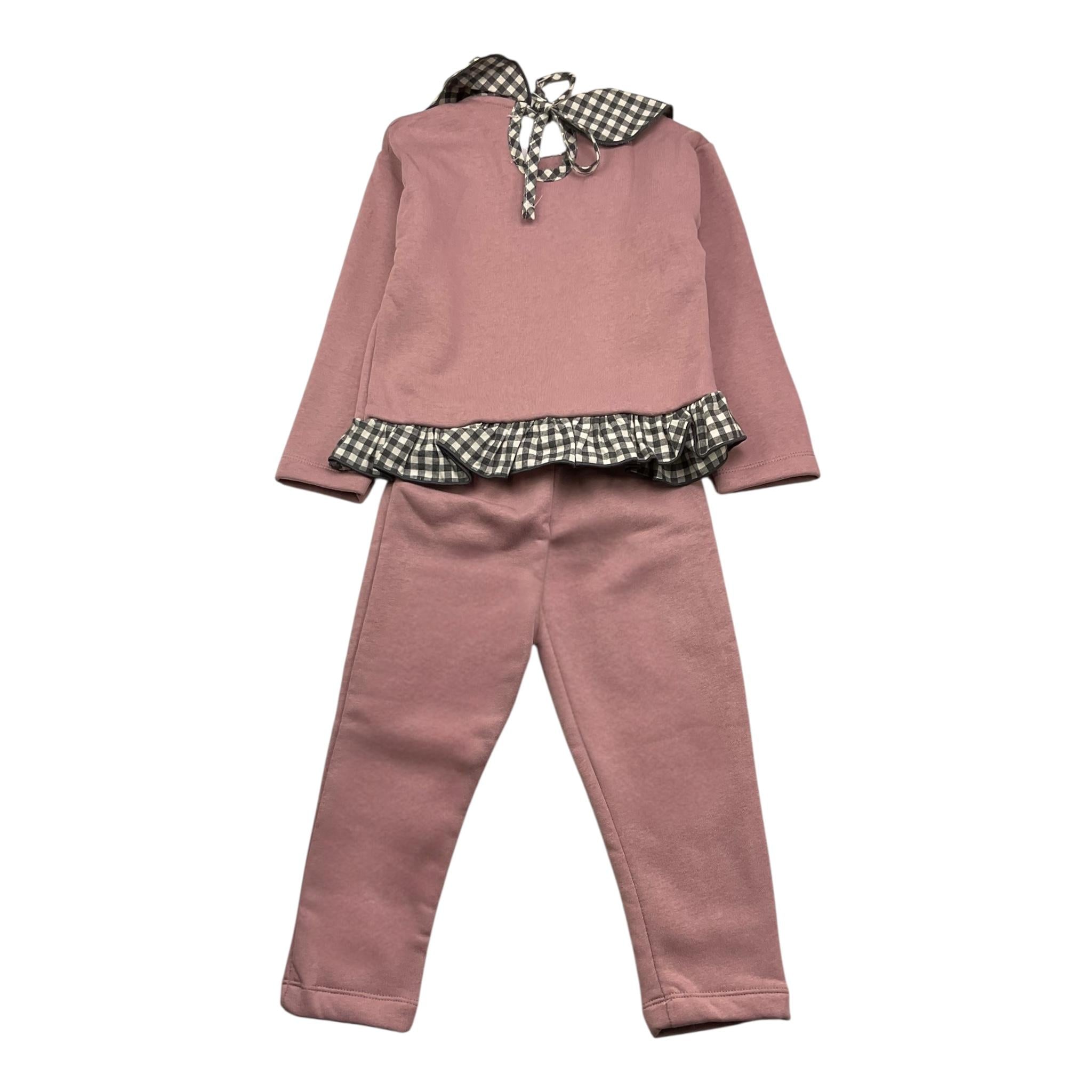 CALAMARO completo 2pz felpa-pantalone tinta unita con stampa Rosa per Bambina 11048J ROSA CALAMARO
