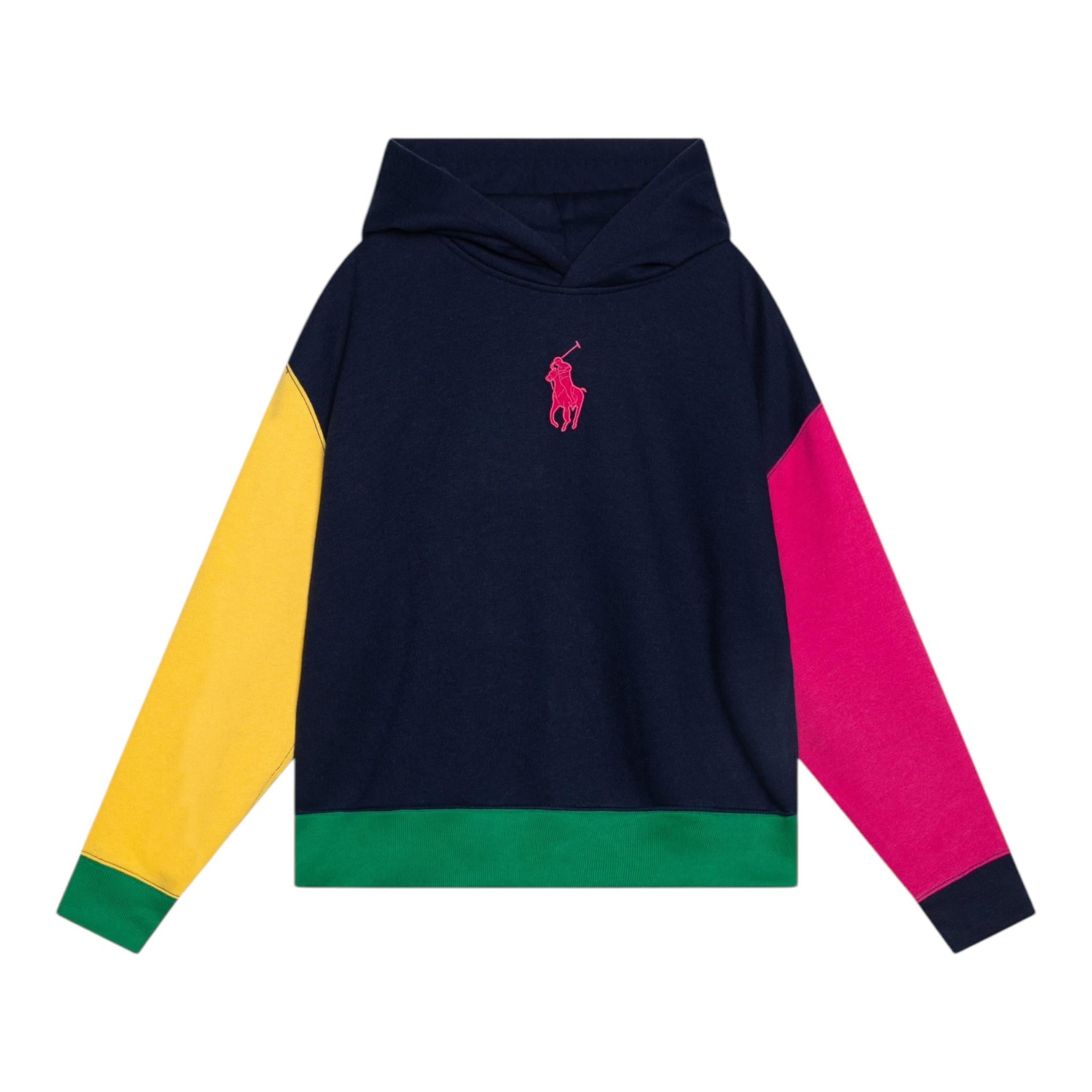 RALPH LAUREN felpa chiusa con cappuccio tinta unita con maniche in contrasto Blu per Bambina 312950937001 BLU RALPH LAUREN