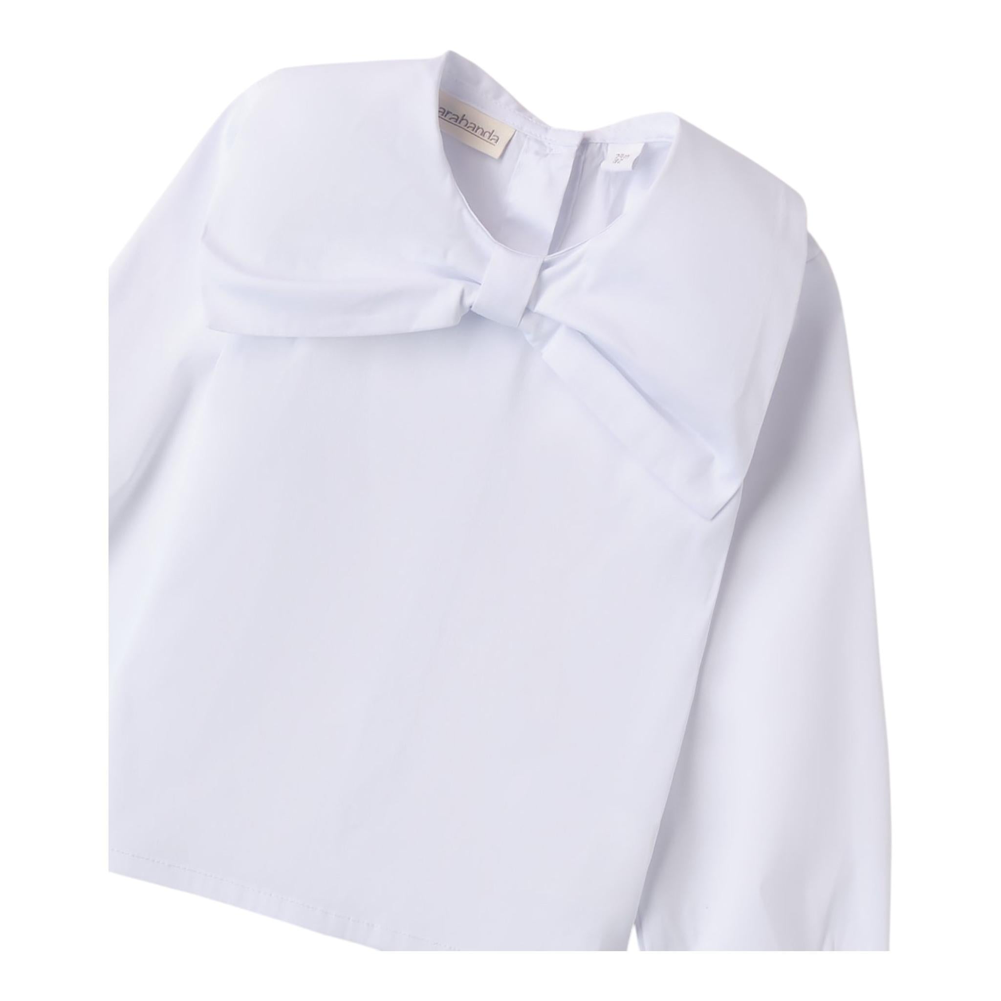 SARABANDA camicia tinta unita con fiocco Bianco per Bambina A222 BIANCO SARABANDA