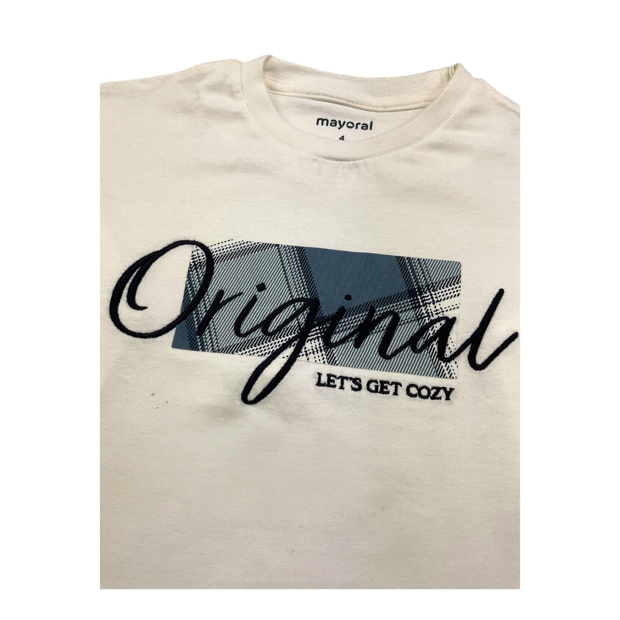 MAYORAL shirt girocollo tinta unita con stampa Bianco per Bambino 4046X BIANCO MAYORAL