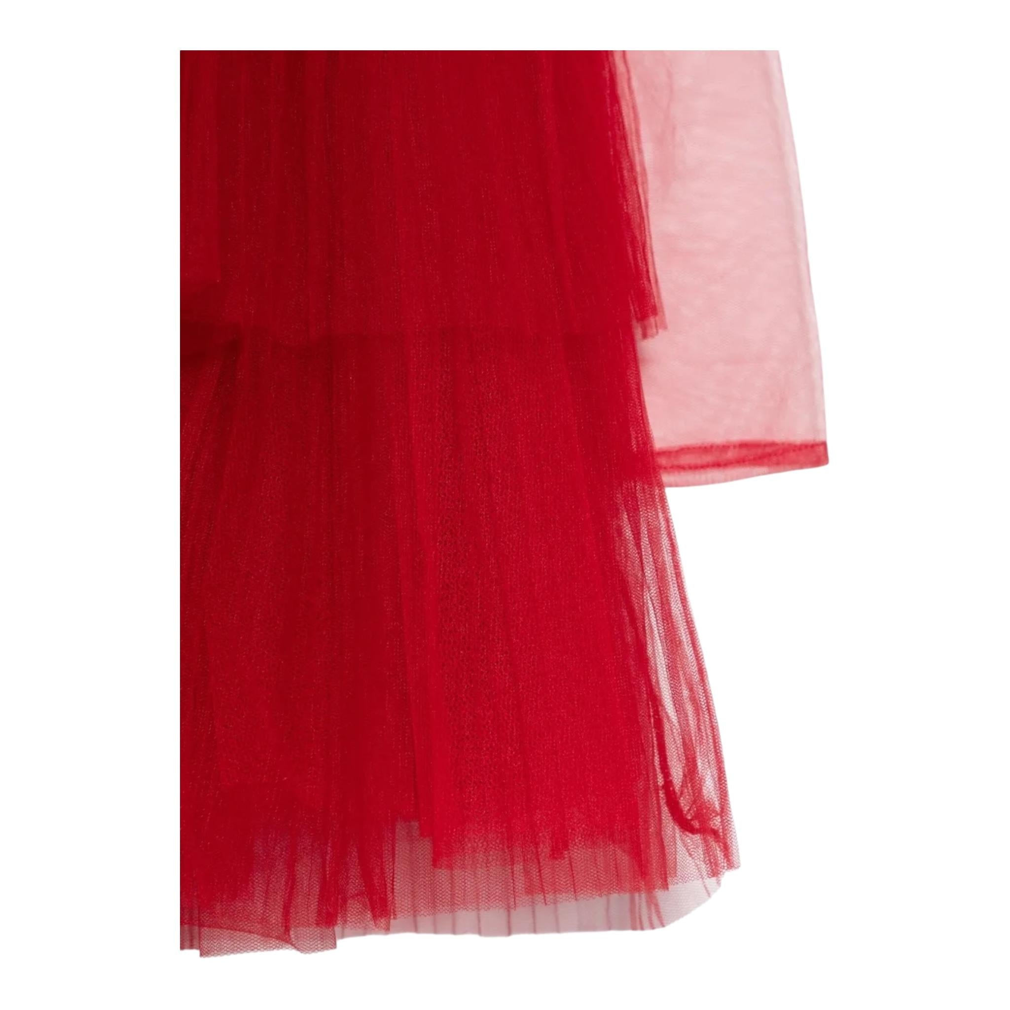 ELISABETTA FRANCHI abito tinta unita con tulle e trasparenze Rosso per Bambina EFAB539 ROSSO ELISABETTA FRANCHI