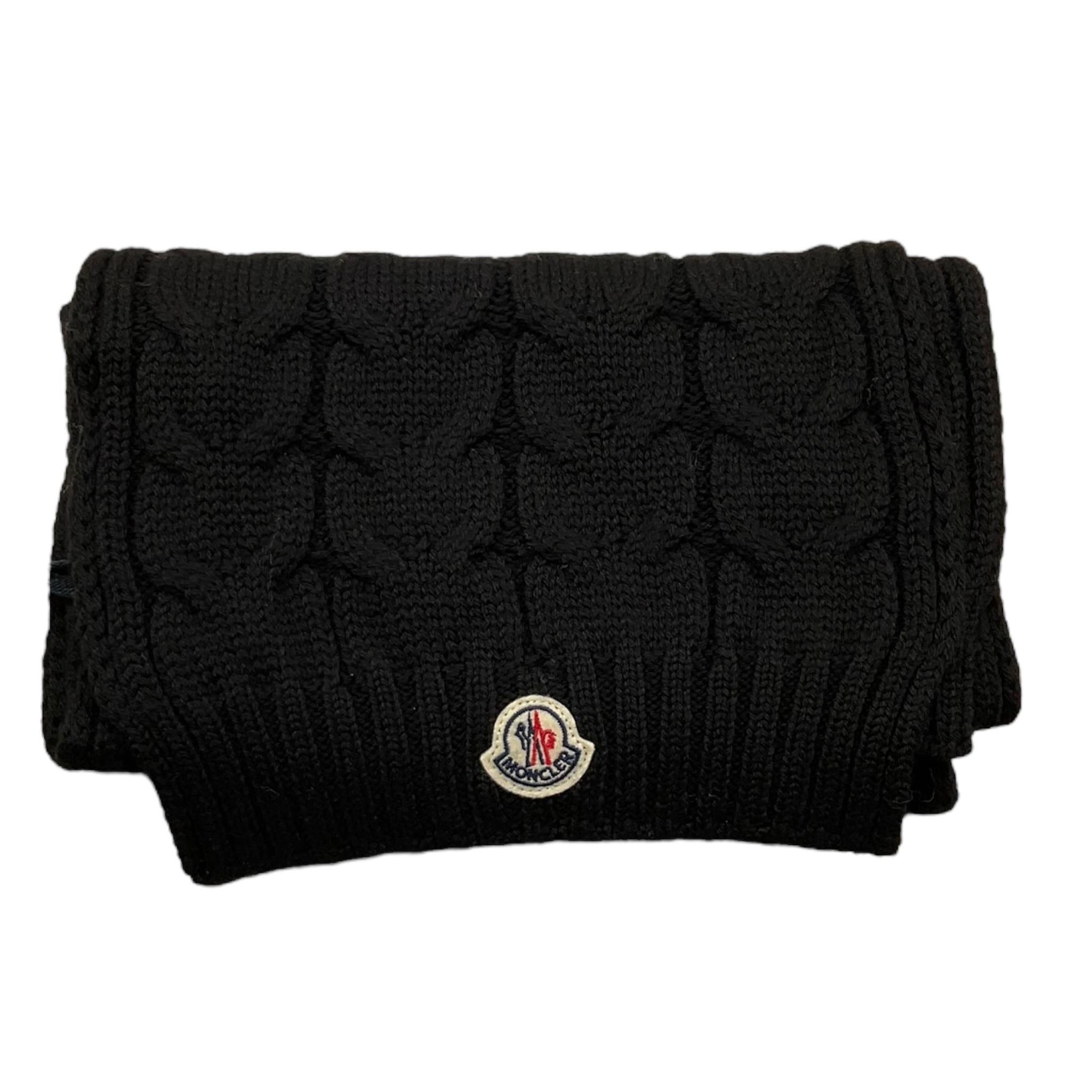 MONCLER sciarpa tinta unita cn logo Nero per Bambino 3C7002004 NERO MONCLER