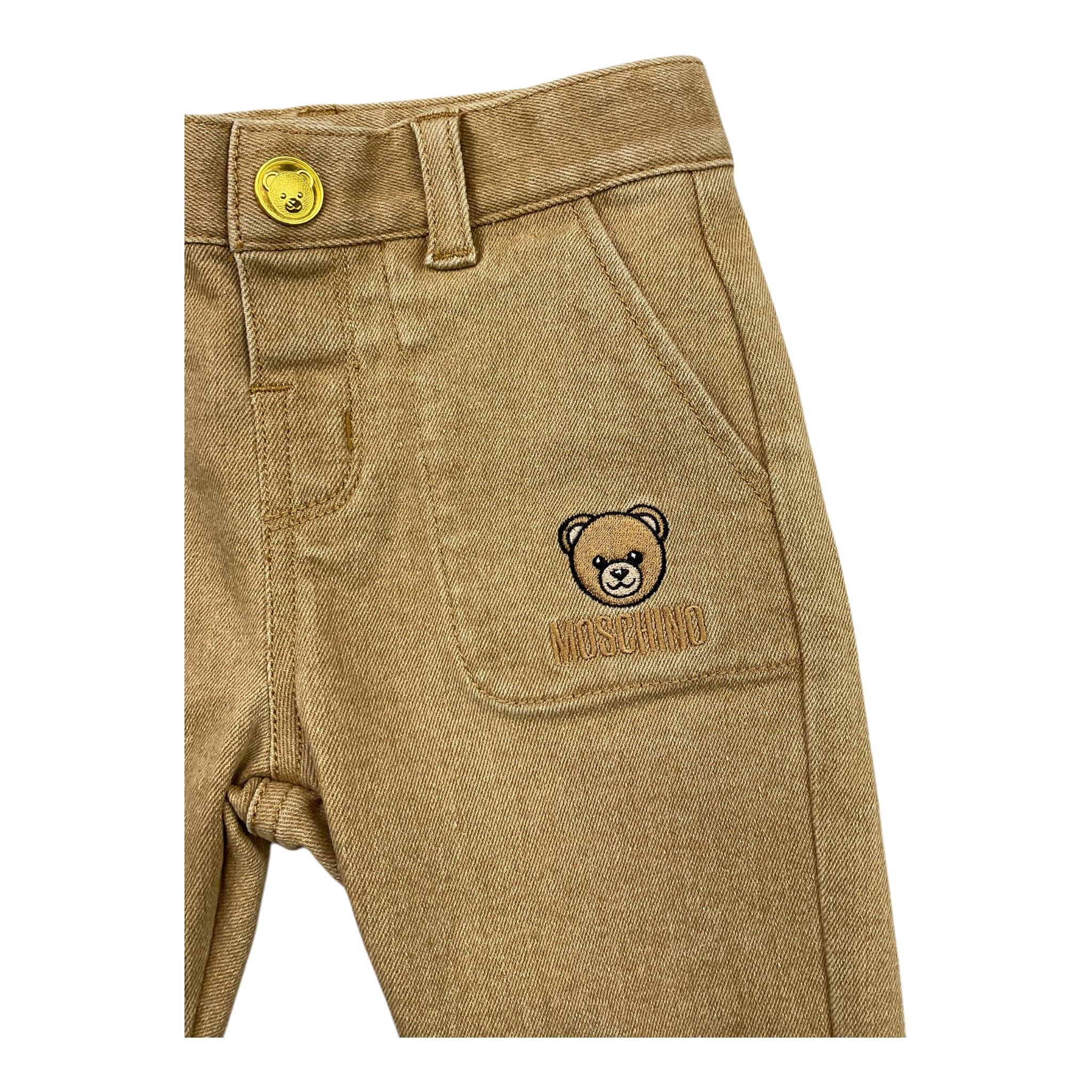 MOSCHINO pantalone tinta unita con logo Sabbia per Neonato MUP05L SABBIA MOSCHINO