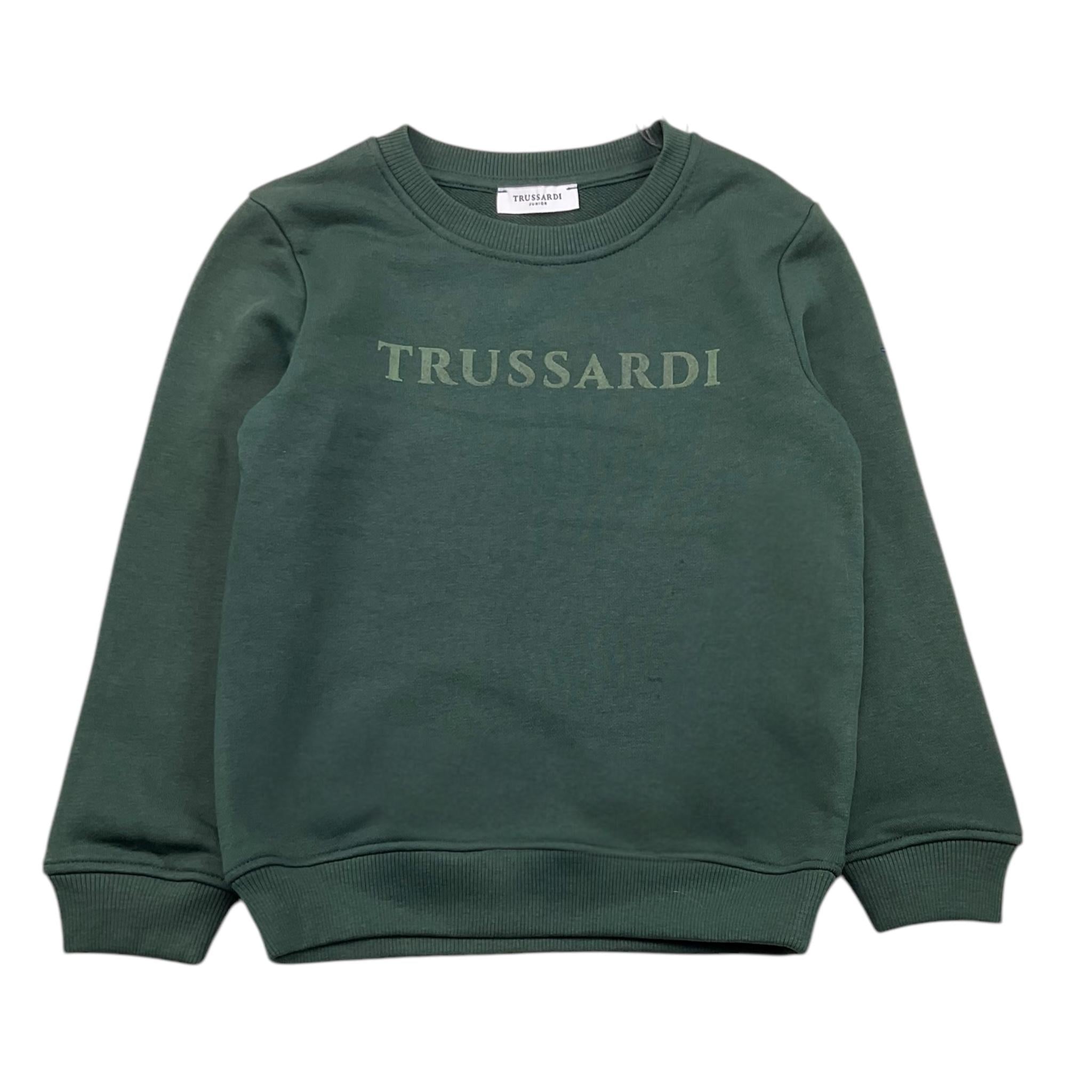 TRUSSARDI felpa girocollo tinta unita con stampa Verde per Bambino TBA25097FE VERDE TRUSSARDI