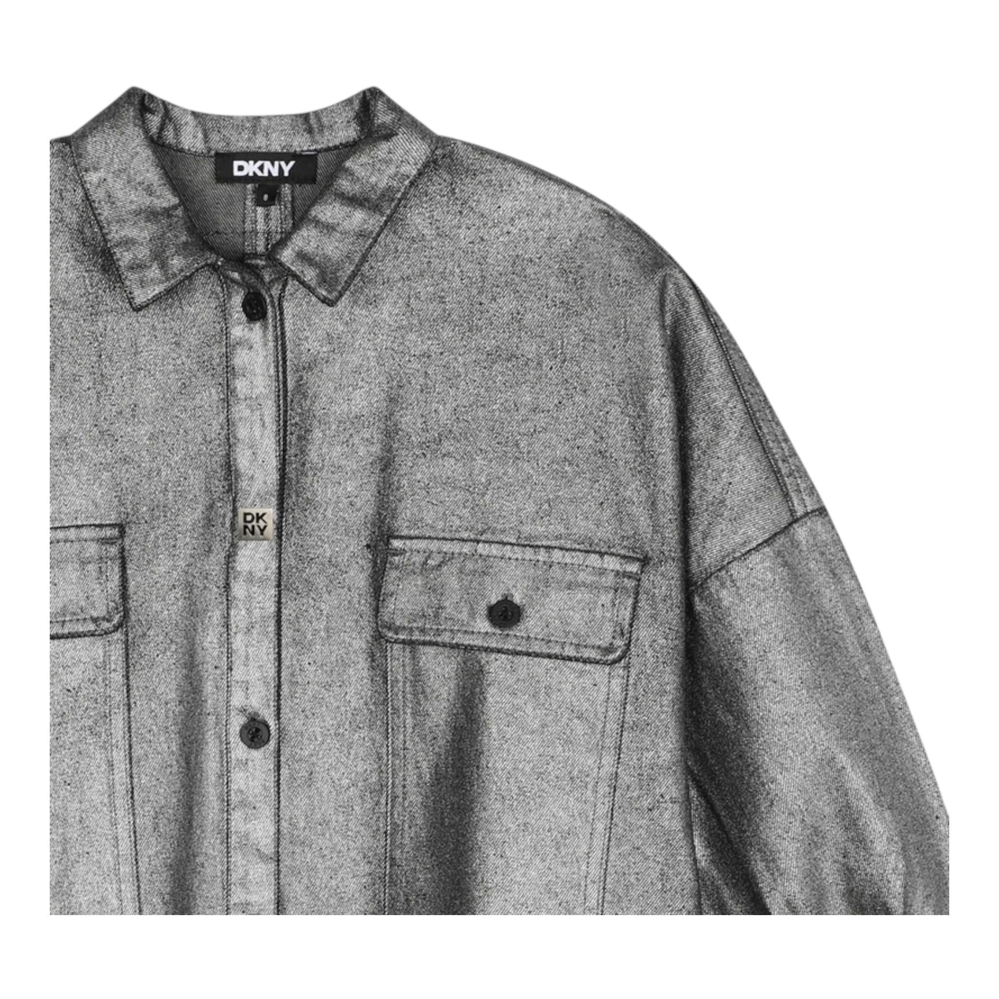 DKNY camicia tinta unita con bottoni Grigio per Bambina D60263 GRIGIO DKNY