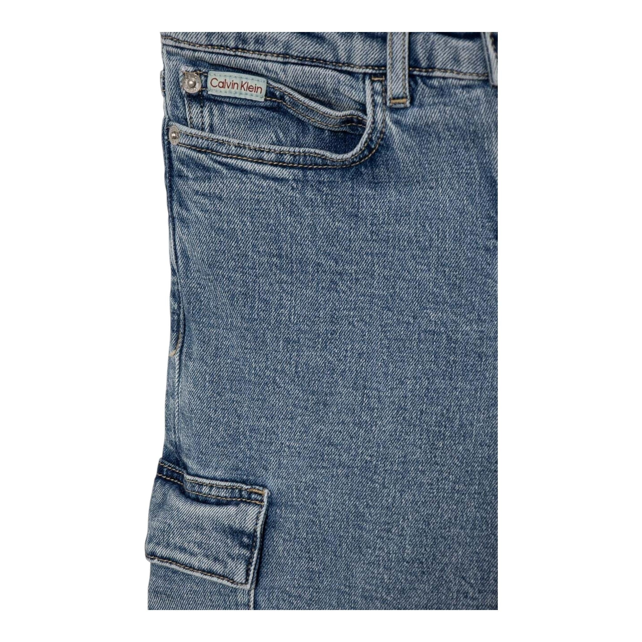 CALVIN KLEIN jeans tinta unita con tasconi Azzurro per Bambino IG0IG02698 AZZURRO CALVIN KLEIN