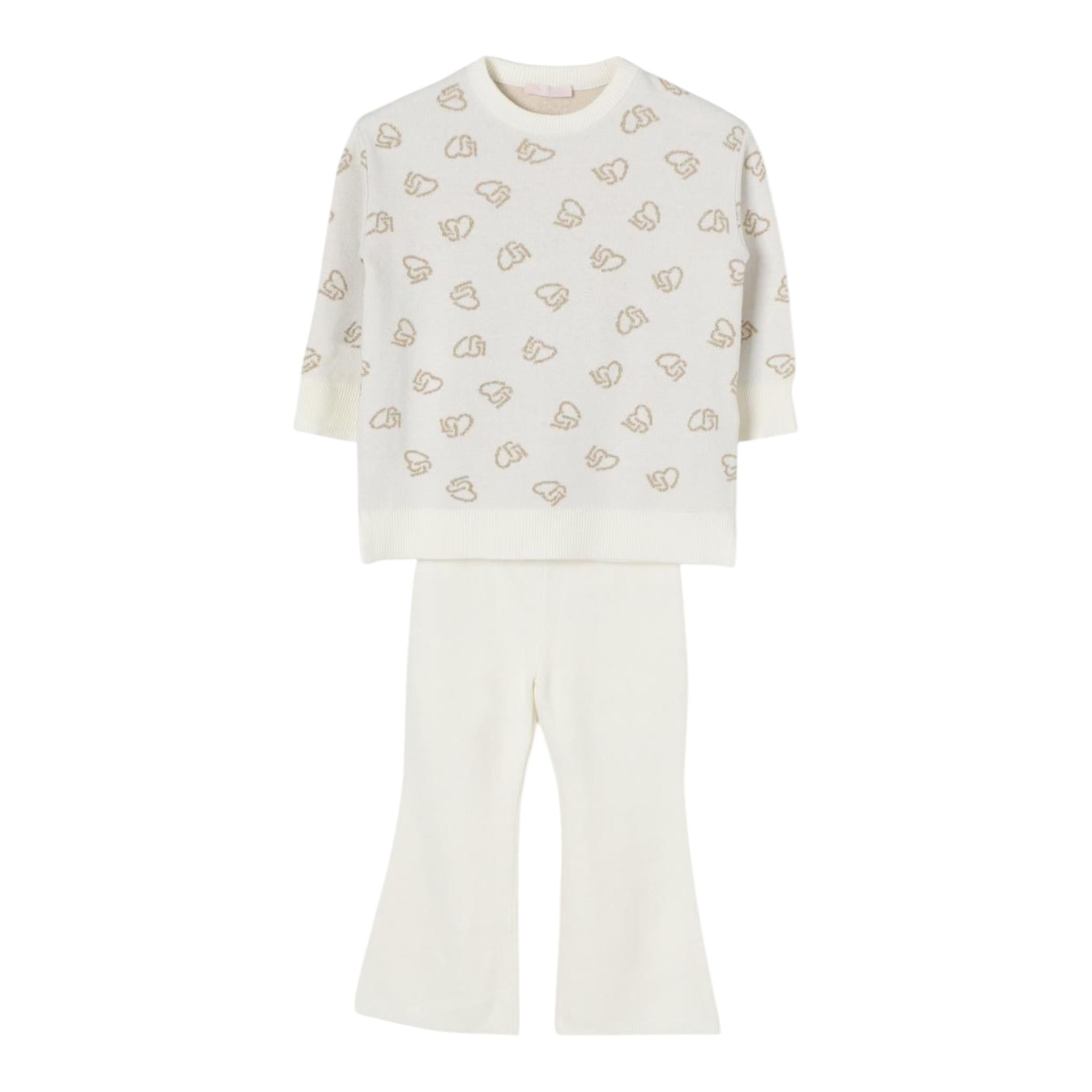 LIU JO completo 2 pezzi maglia-pantalone modello zampa Panna per Bambina KF4034 PANNA LIU JO