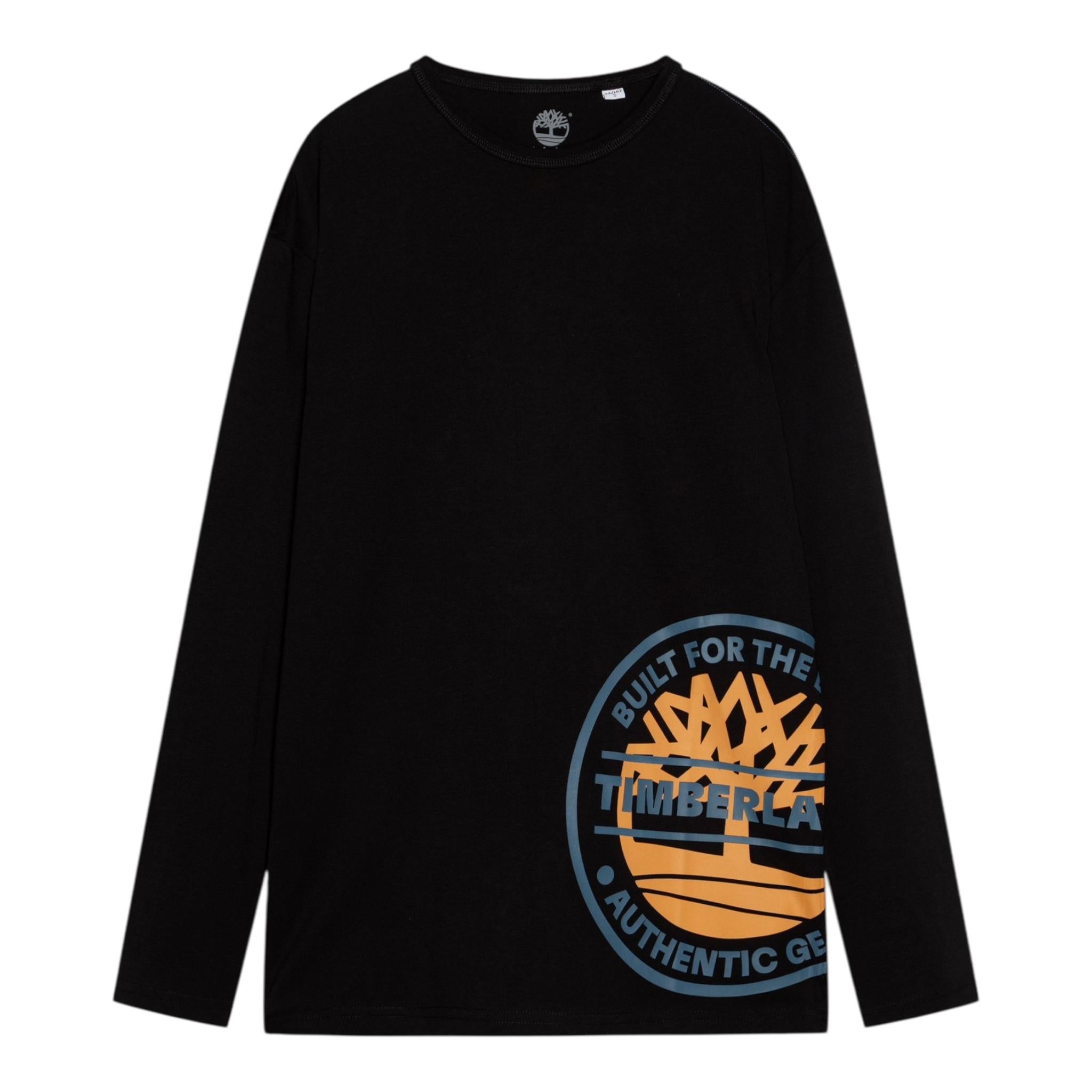 TIMBERLAND shirt girocollo tinta unita con logo Nero per Bambino T60302 NERO TIMBERLAND