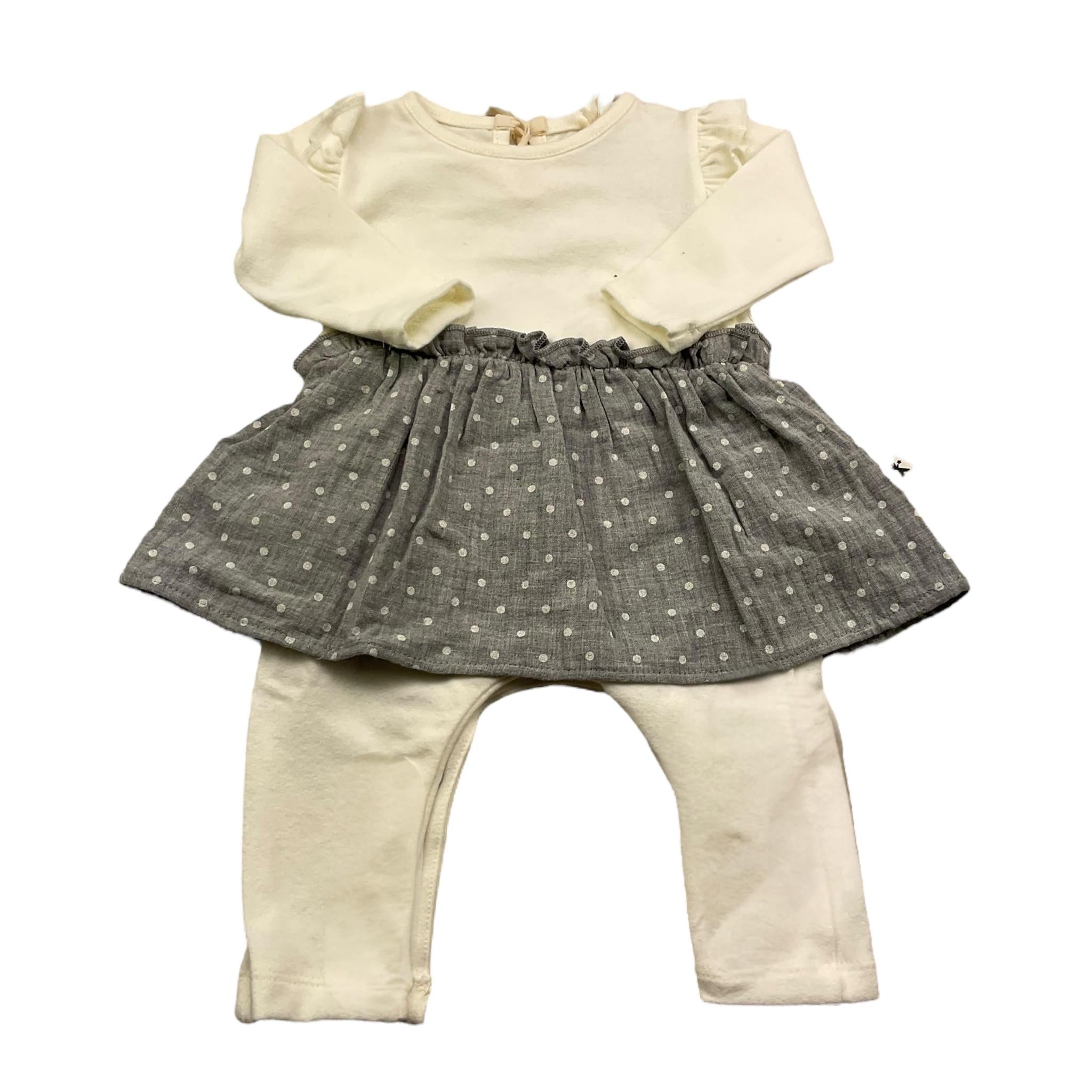 PETIT INDI tutina manica lunga tinta unita con gonna in contrasto Panna per Neonata AW24B0103 PANNA PETIT INDI