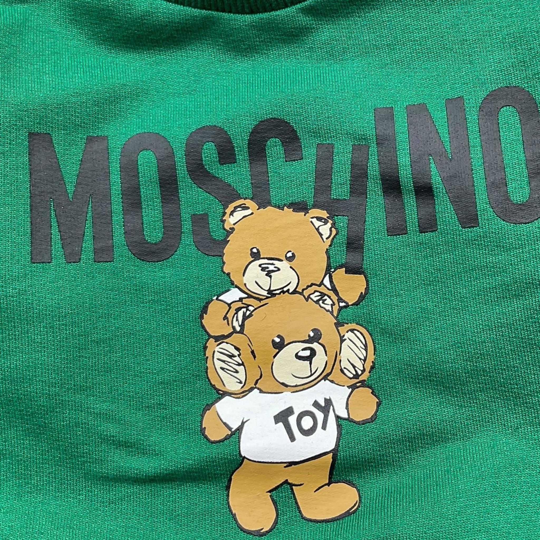 MOSCHINO felpa chiusa girocollo tinta unita con stampa Verde per Neonato MUF05JX VERDE MOSCHINO