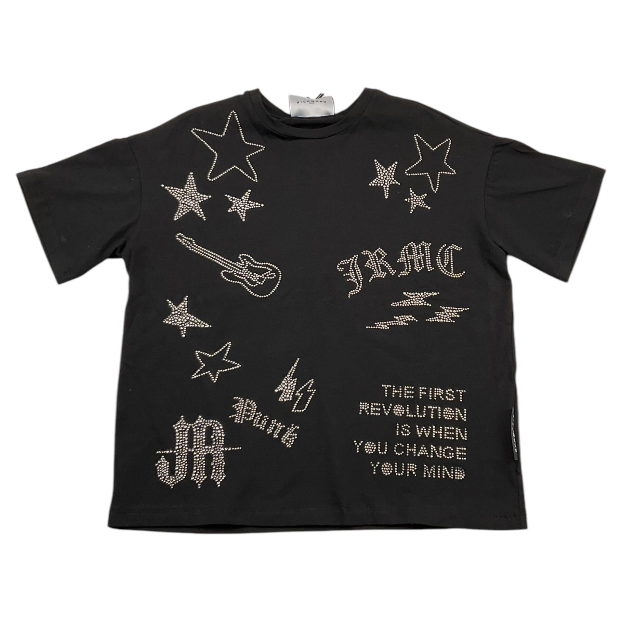 JOHN RICHMOND t-shirt girocollo tinta unita con brillantini Nero per Bambina RGA25040TS NERO JOHN RICHMOND