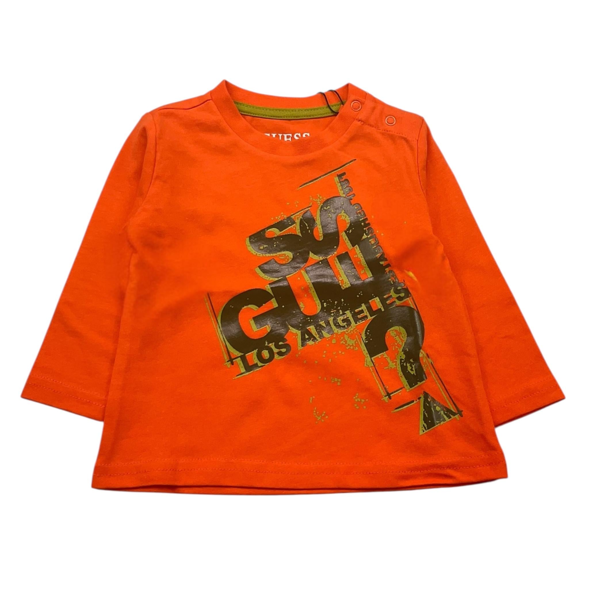 GUESS shirt girocollo tinta unita con stampa in contrasto Arancione per Neonato I3BI07I3Z14 ARANCIONE GUESS