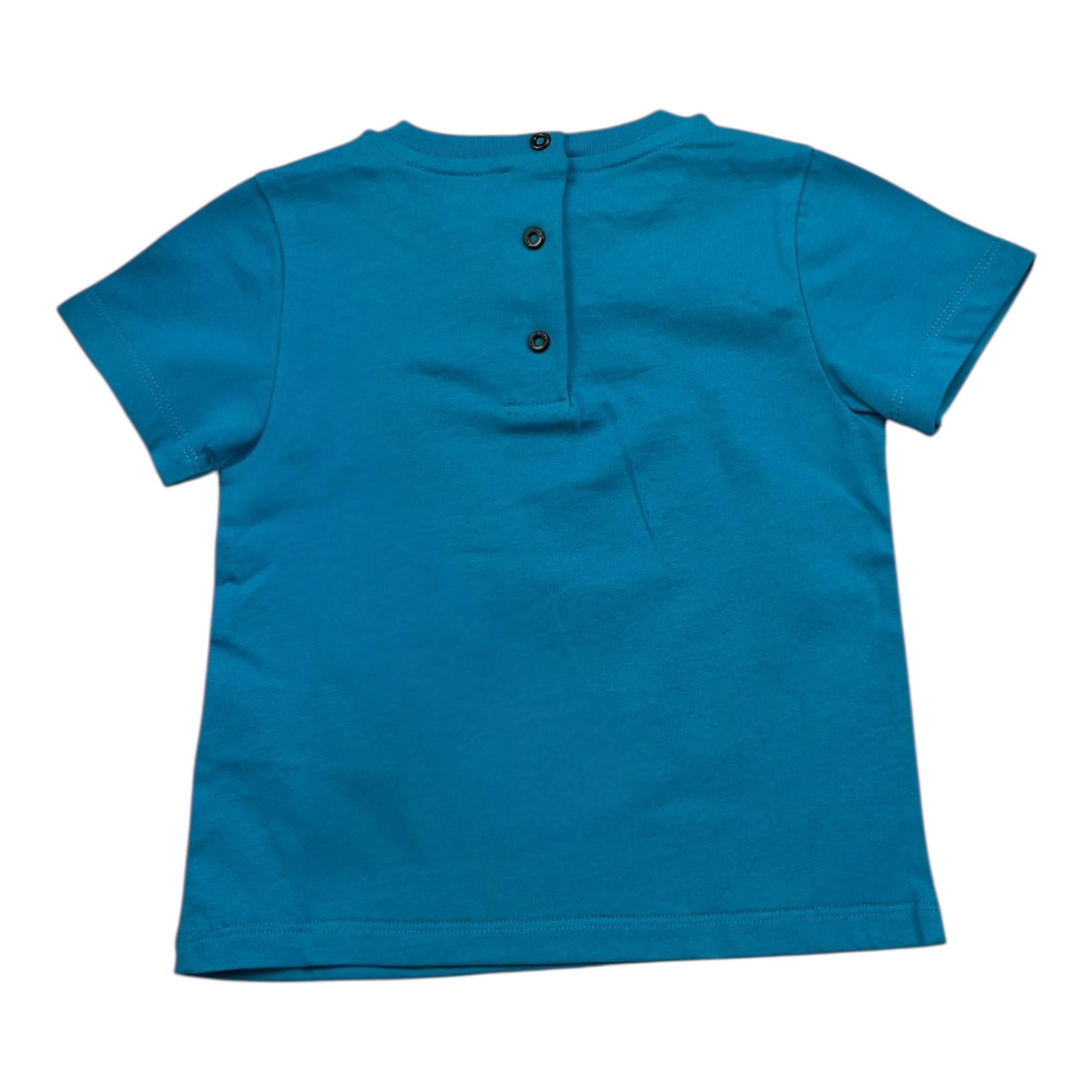 BALMAIN t-shirt girocollo tinta unita con stampa Azzurro per Neonato BS8571 AZZURRO BALMAIN