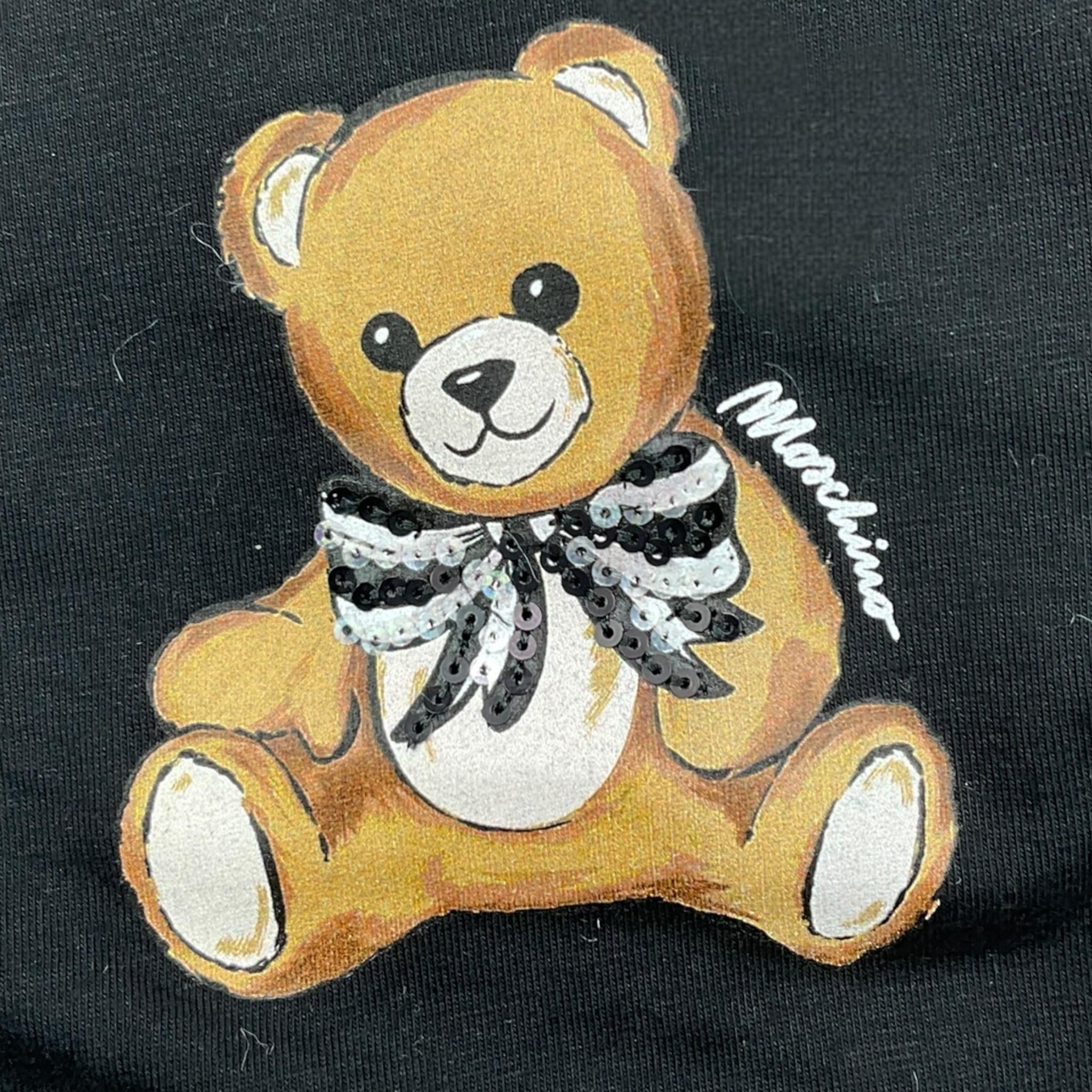 MOSCHINO shirt girocollo tinta unita con stampa Nero per Neonata MEO001 NERO MOSCHINO