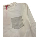 LIU JO shirt tinta unita girocollo con brillantini Bianco per Bambina GF4185 BIANCO LIU JO