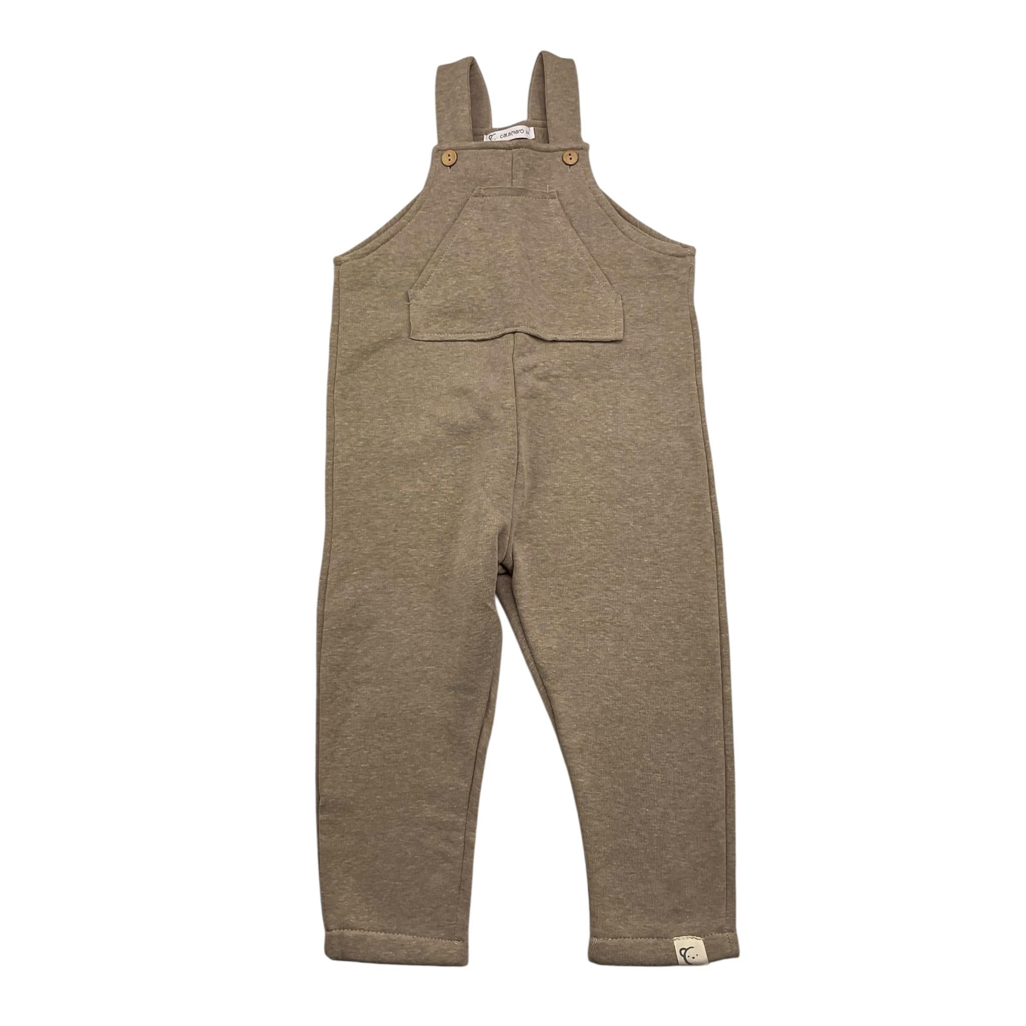CALAMARO salopette tinta unita con logo Beige per Neonato 32466 BEIGE CALAMARO