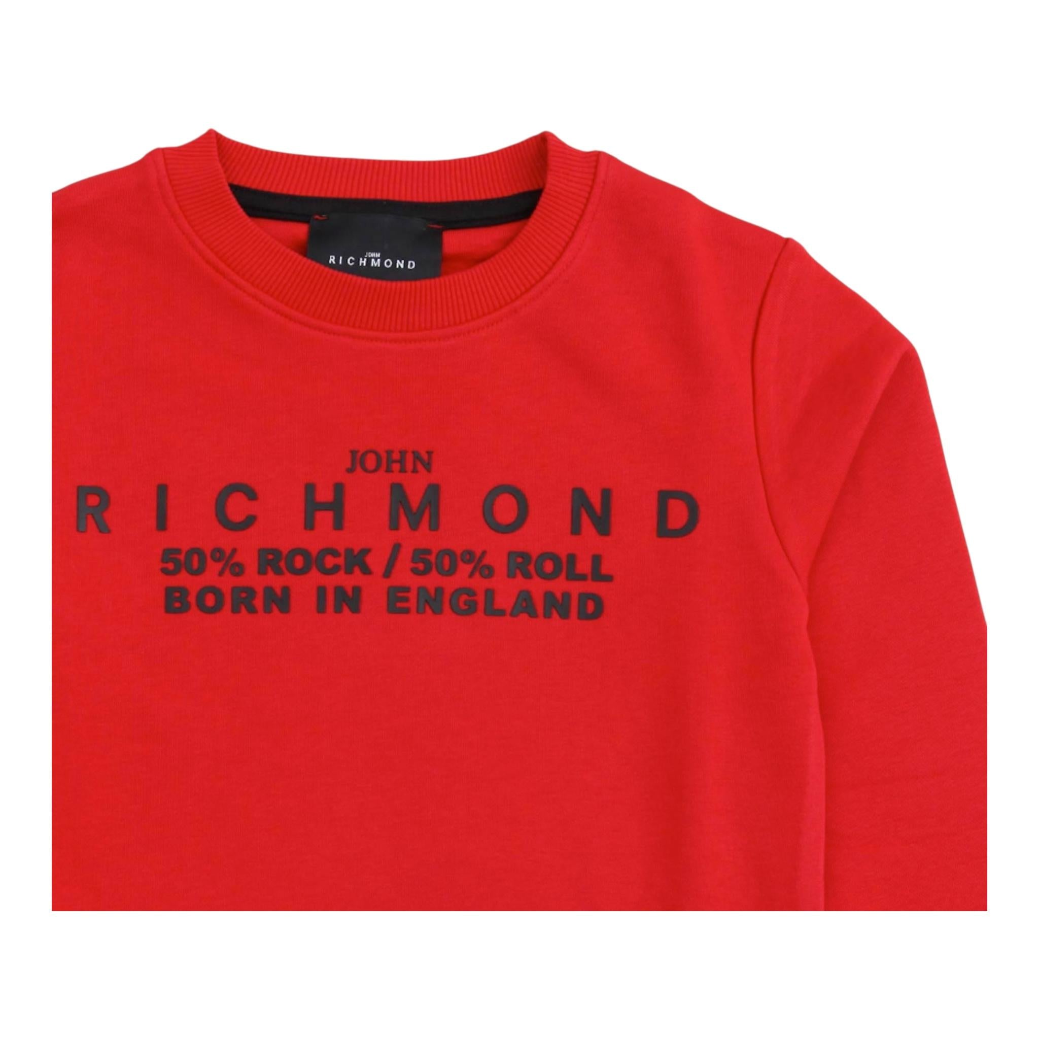 JOHN RICHMOND felpa chiusa girocollo tinta unita con logo Rosso per Bambino RBA24047FE ROSSO JOHN RICHMOND